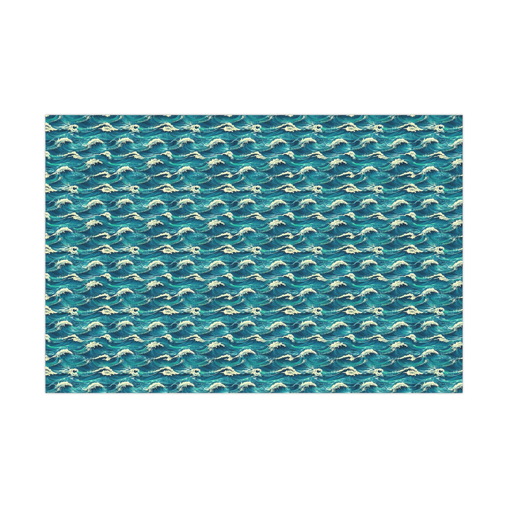 Wrapping Paper Set, Ocean Wave Design, Gift Wrap Roll, Sea Colors, Birthday Gift Packaging, Holiday Wrap, Craft Paper, Party Supplies
