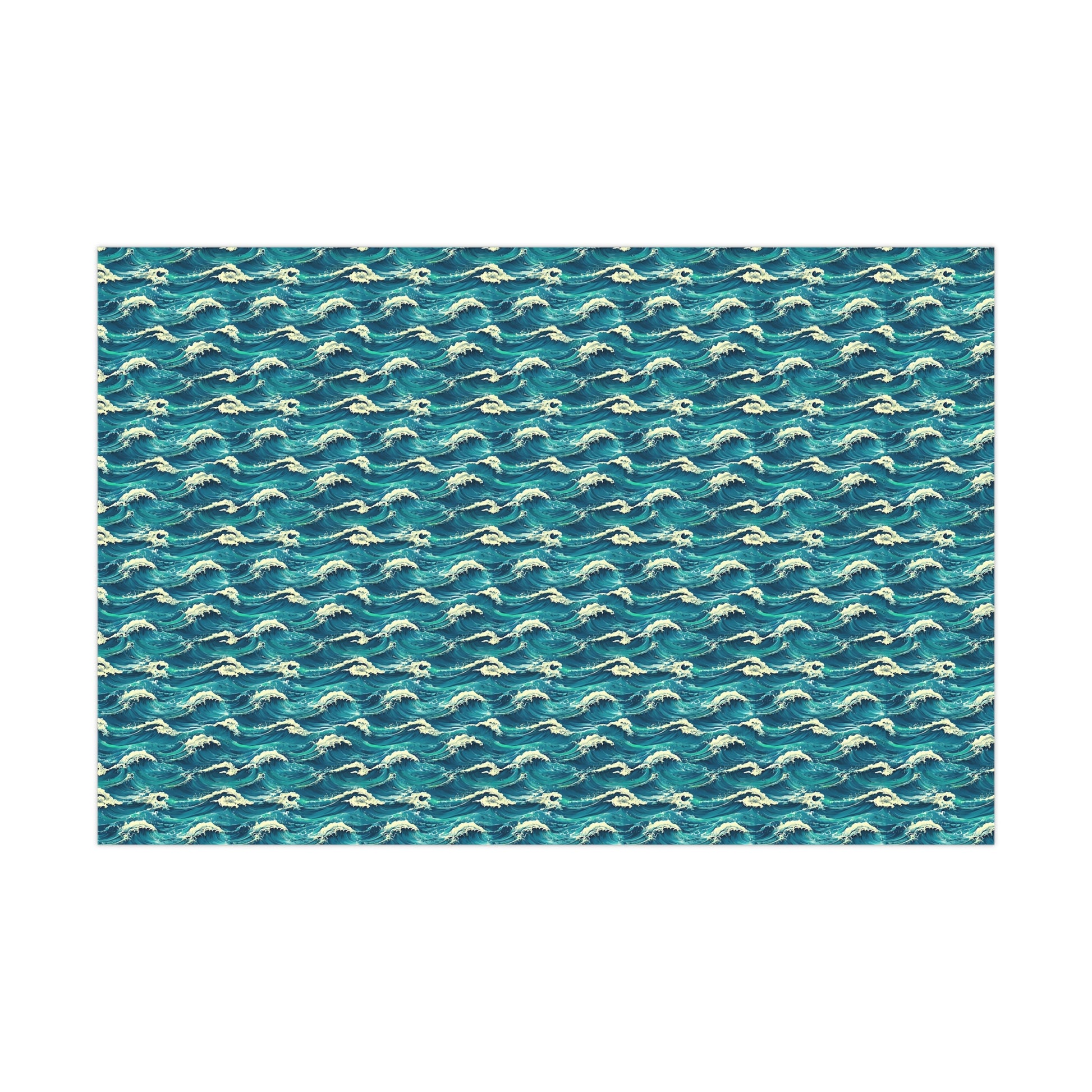 Wrapping Paper Set, Ocean Wave Design, Gift Wrap Roll, Sea Colors, Birthday Gift Packaging, Holiday Wrap, Craft Paper, Party Supplies