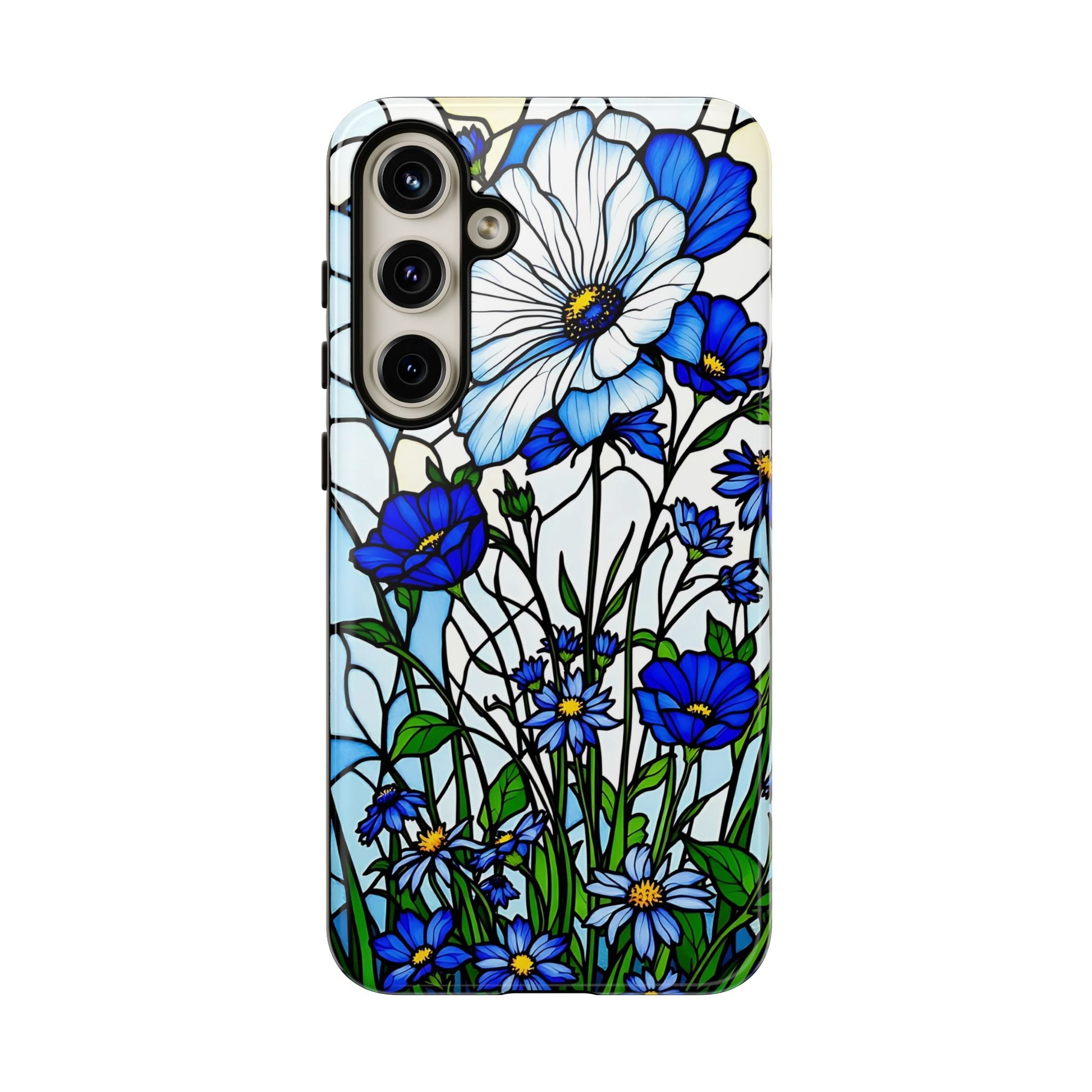 Botanical Stained Glass Tough Case - Floral Phone Cover, Protective Phone Case, Flower Pattern Phone Shell, Nature Inspired Smartphone Case,