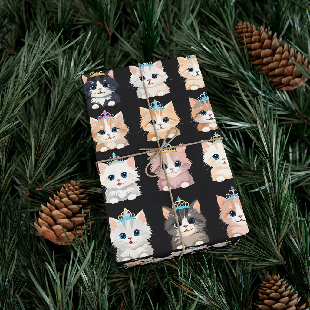 Gift Wrap Papers, Adorable Kittens wearing tiaras - Perfect for cat lovers, birthday gifts, holiday presents, crafting projects - Tissue