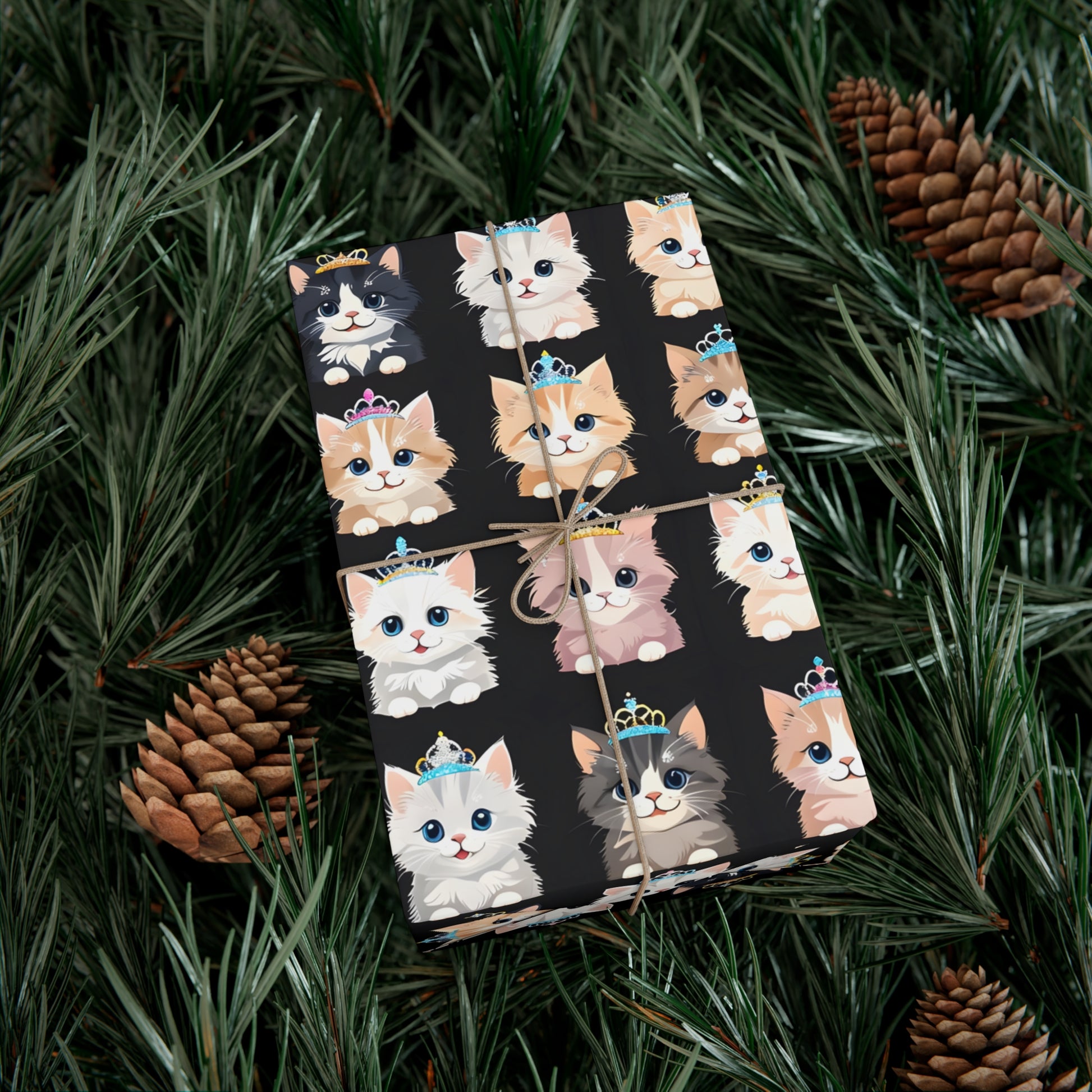 Gift Wrap Papers, Adorable Kittens wearing tiaras - Perfect for cat lovers, birthday gifts, holiday presents, crafting projects - Tissue