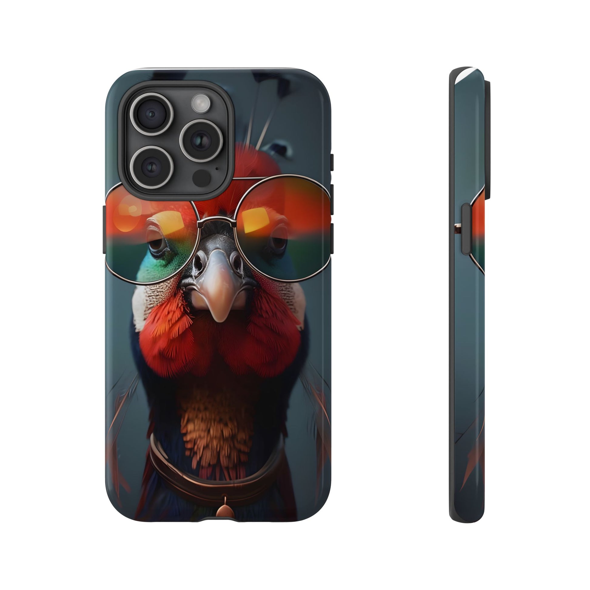 Phone Cases, Bright Exotic Bird in Cool Sunglasses, Protective Tough Cover, Tropical Animal Print, Unique Gift for Bird Lovers, Accessories