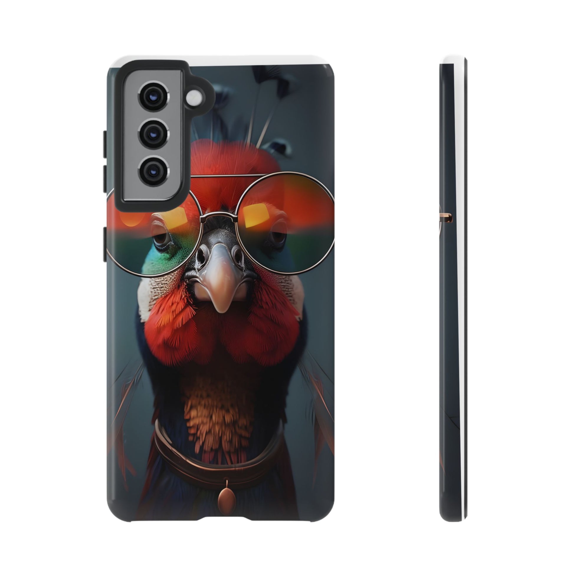 Phone Cases, Bright Exotic Bird in Cool Sunglasses, Protective Tough Cover, Tropical Animal Print, Unique Gift for Bird Lovers, Accessories