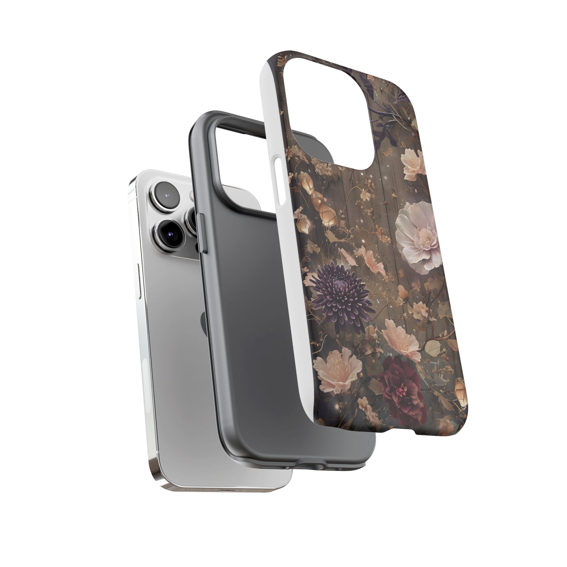 Tough Cases, Enchanting Floral Pattern - Floral Phone Case, Protective Phone Cover, Botanical Design, Flower Print, Tough Shell for Device