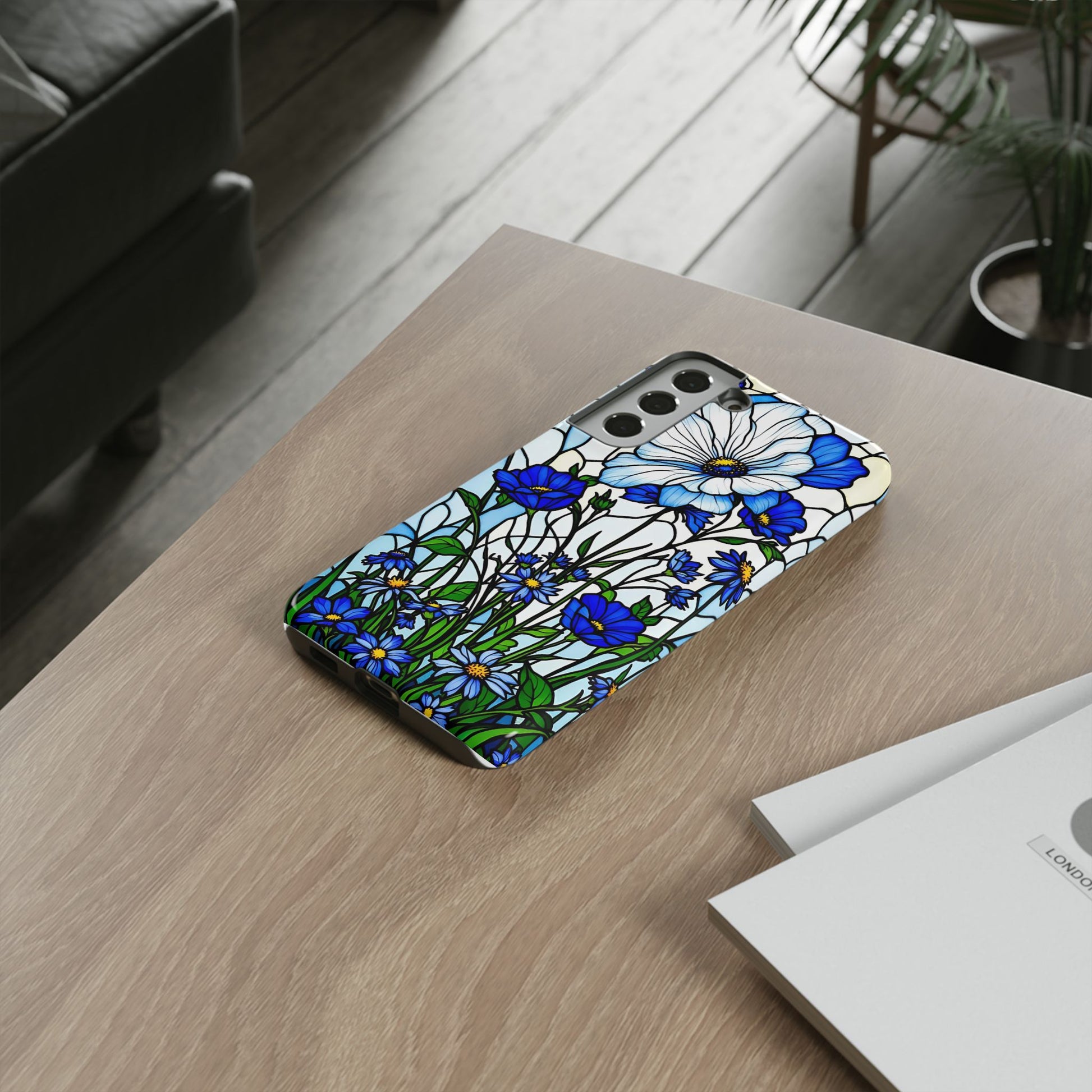 Botanical Stained Glass Tough Case - Floral Phone Cover, Protective Phone Case, Flower Pattern Phone Shell, Nature Inspired Smartphone Case,