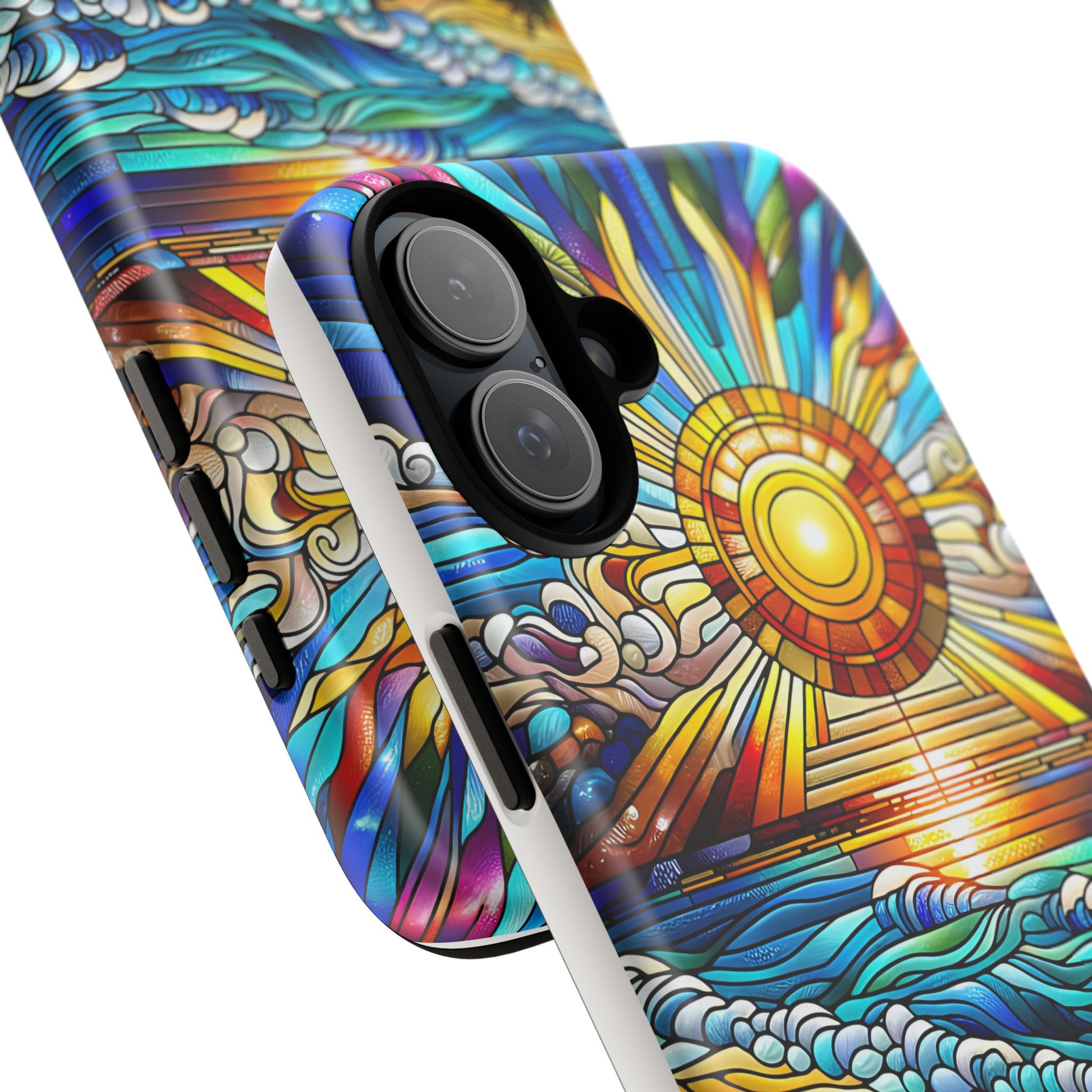 Stained Glass Tough Cases, Protective Phone Case, Nature Inspired Smartphone Cover, Beach Day Summer Accessories, Ocean Lover Gift