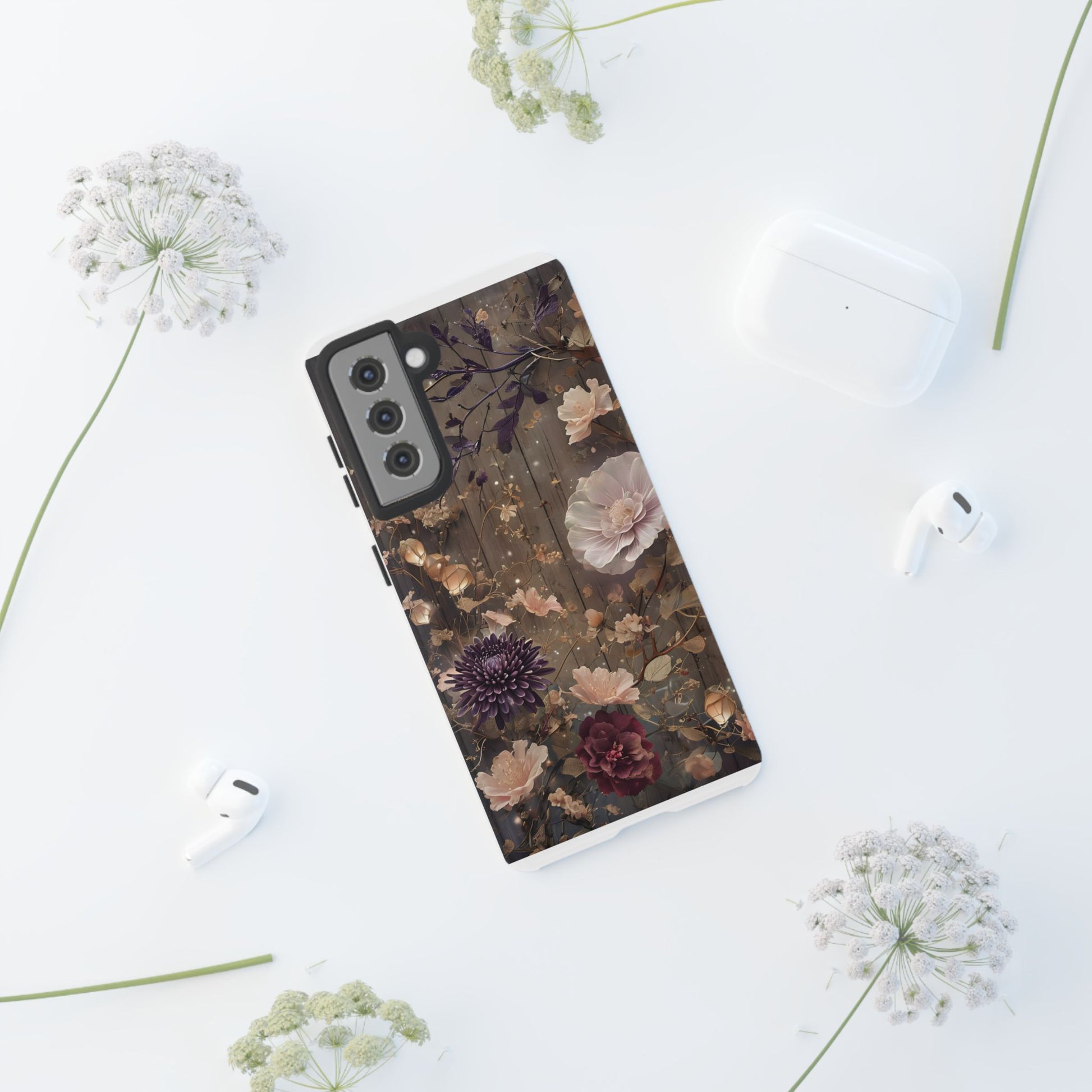 Tough Cases, Enchanting Floral Pattern - Floral Phone Case, Protective Phone Cover, Botanical Design, Flower Print, Tough Shell for Device