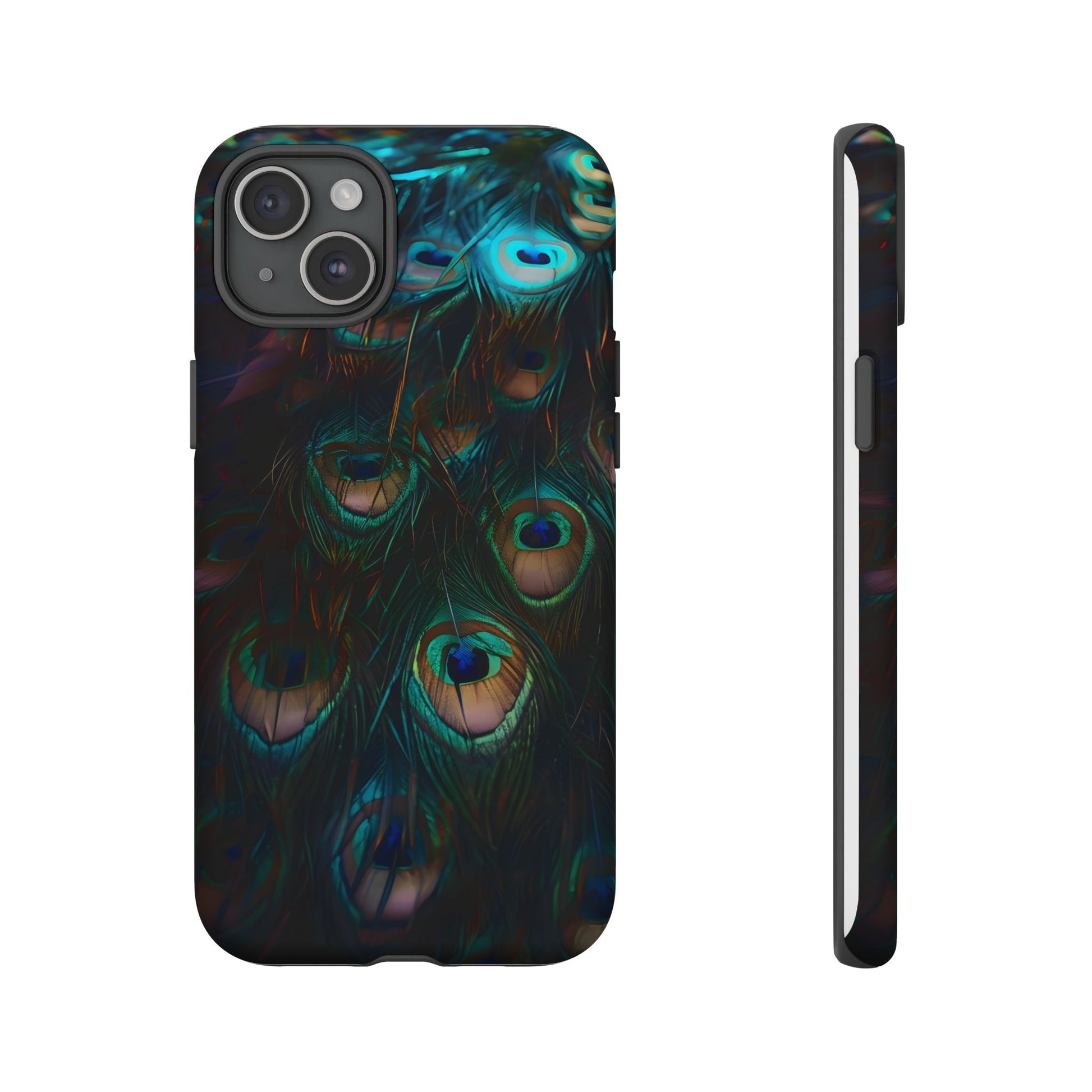 Phone Case, Close Up Peacock Feathers Design, Protective Cover, Unique Gift, Stylish Accessory, Nature Lover Gift, Feather Print Case