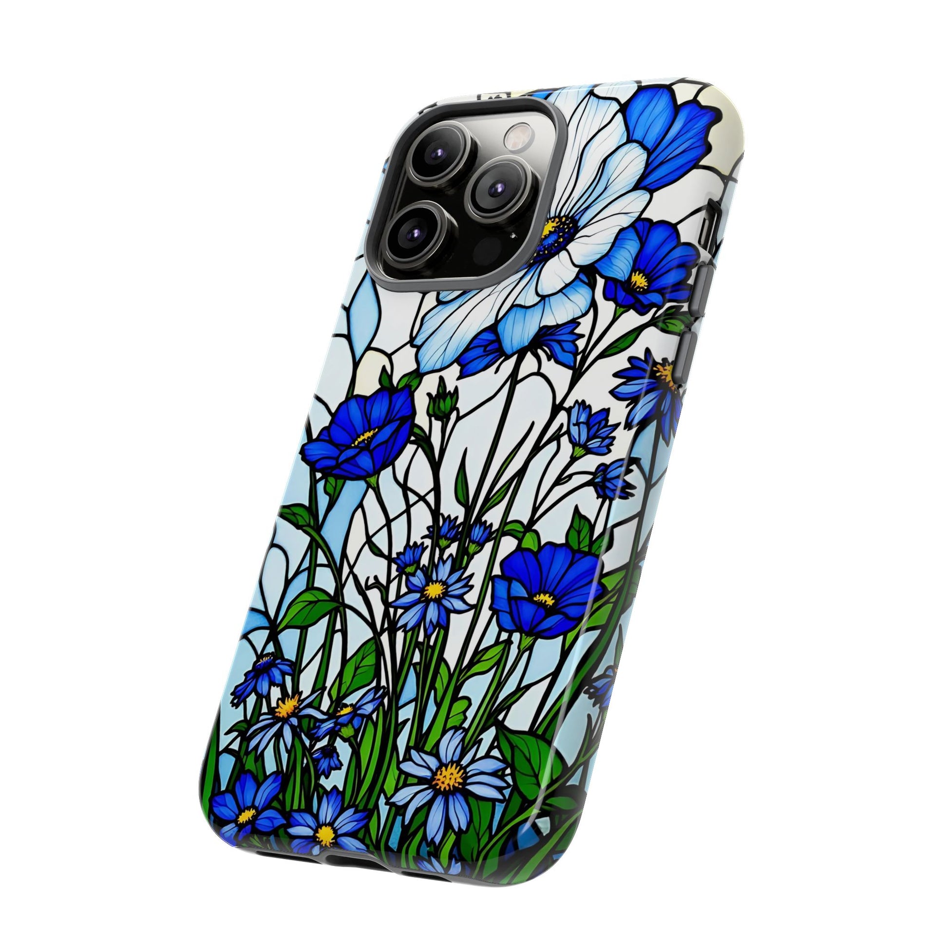 Botanical Stained Glass Tough Case - Floral Phone Cover, Protective Phone Case, Flower Pattern Phone Shell, Nature Inspired Smartphone Case,