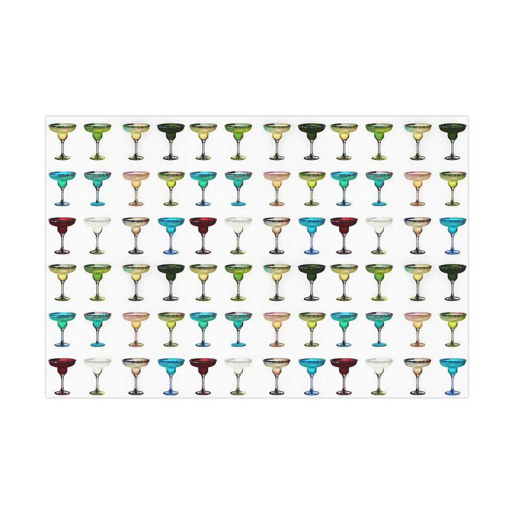 Wrapping Paper, Colorful Margaritas On White Background - Gift Wrap Rolls, Eco-Friendly Gift Wrap, Holiday