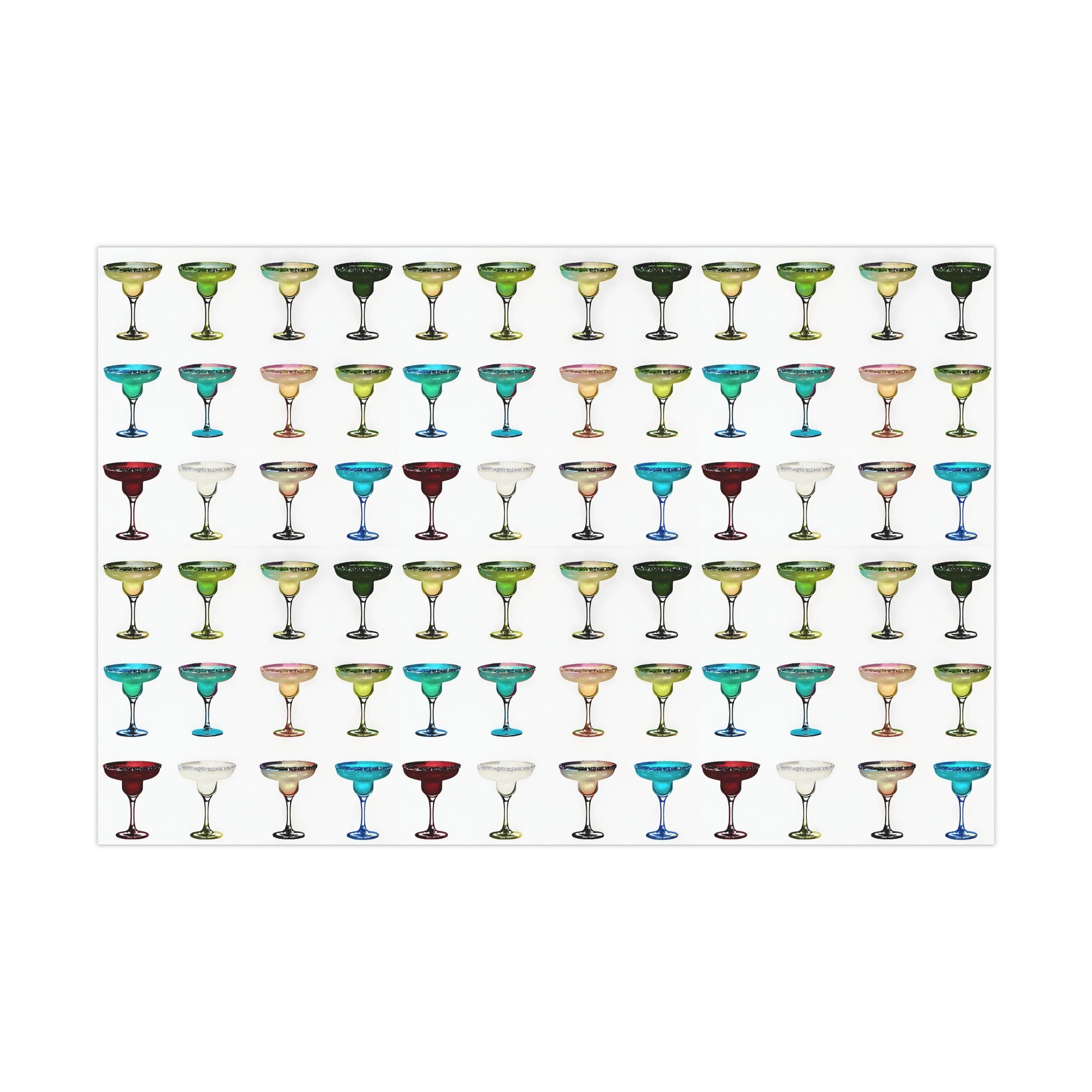 Wrapping Paper, Colorful Margaritas On White Background - Gift Wrap Rolls, Eco-Friendly Gift Wrap, Holiday