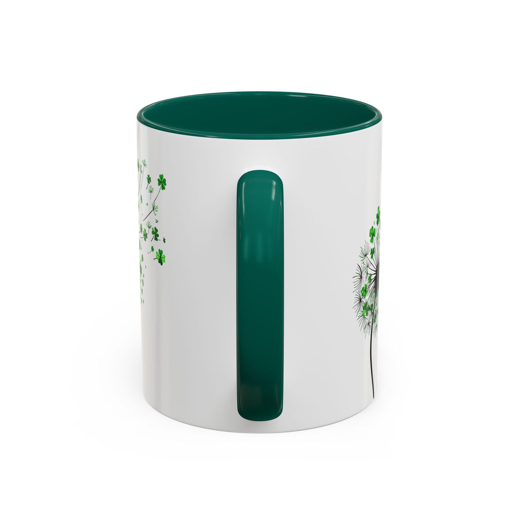 Dandelion Mugs, Watercolor Floral Coffee Cups, Shamrock Tea Mug, Nature Lover Gift, St. Patrick's Day Kitchen Decor