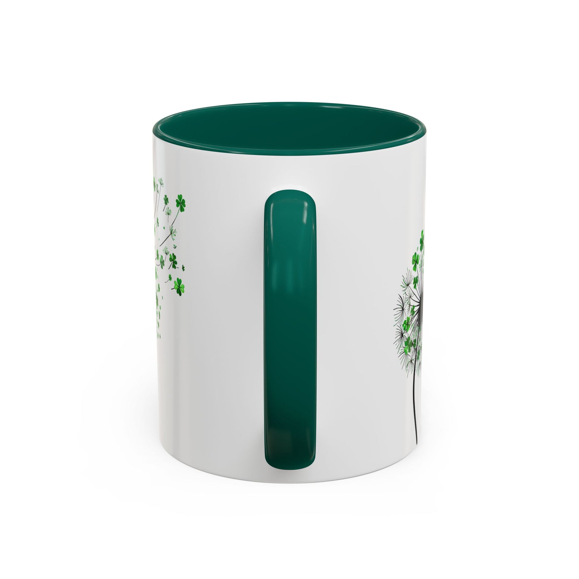 Dandelion Mugs, Watercolor Floral Coffee Cups, Shamrock Tea Mug, Nature Lover Gift, St. Patrick's Day Kitchen Decor