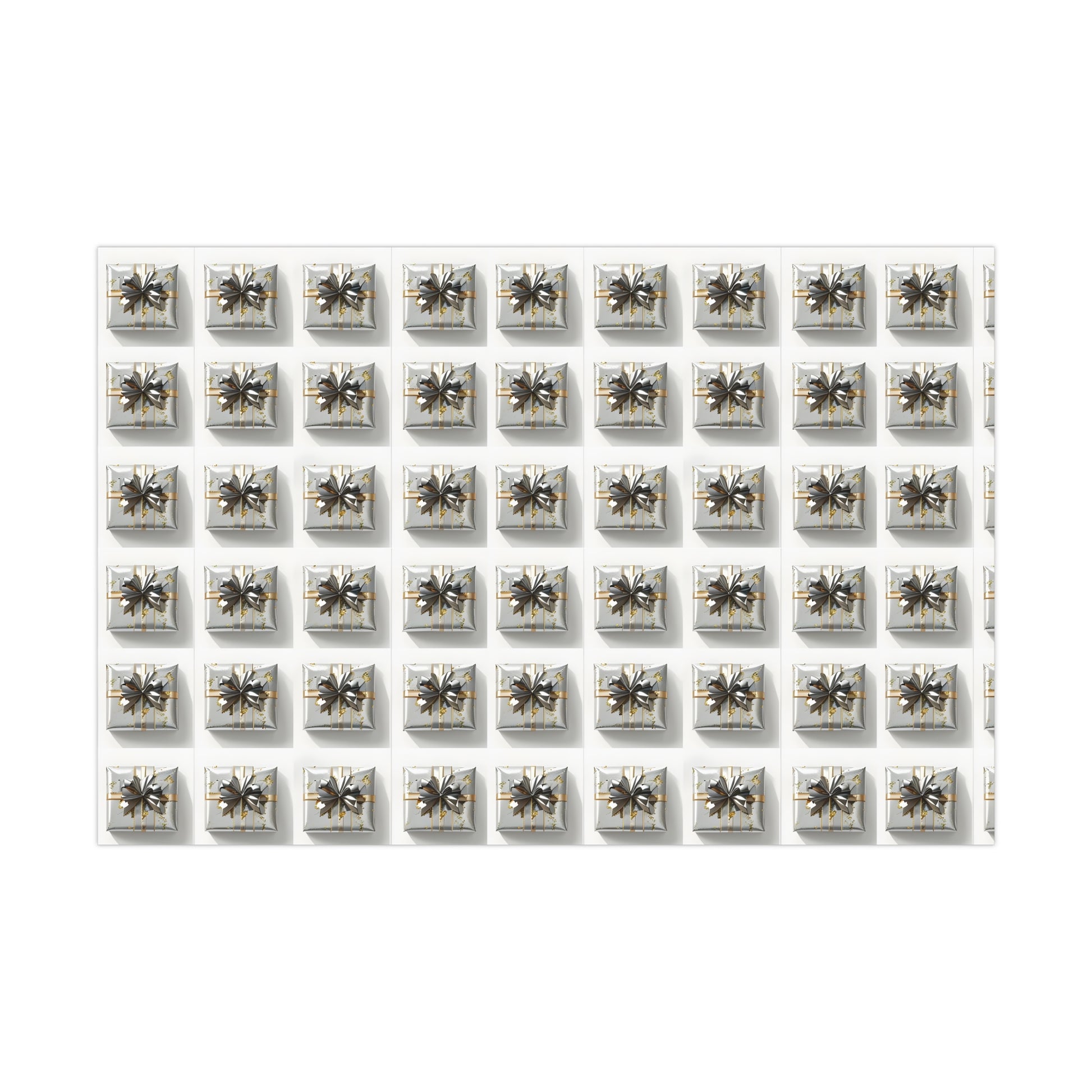 Wrapping Paper, Elegantly Wrapped Gifts On White Background with Silver & Gold Bows - Gift Wrap Rolls, Eco-Friendly Gift Wrap, Holiday