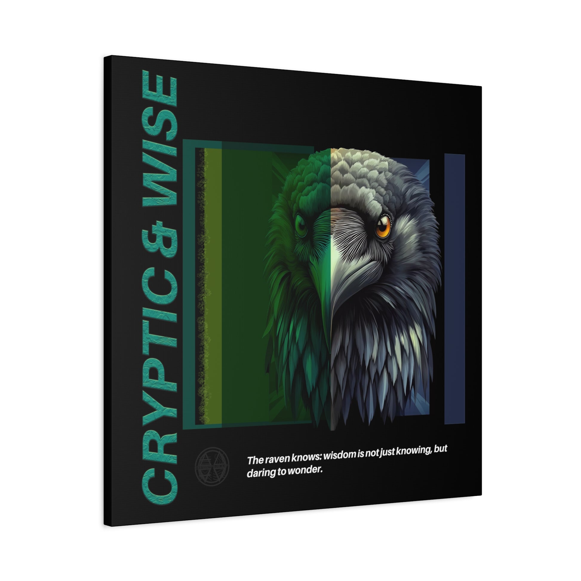 Canvas Art, Cryptic & Wise Wall Decor, Inspirational Raven, Motivational Home Decor, Nature-Themed Gift, Abstract Animal Artwork, Wildlife,