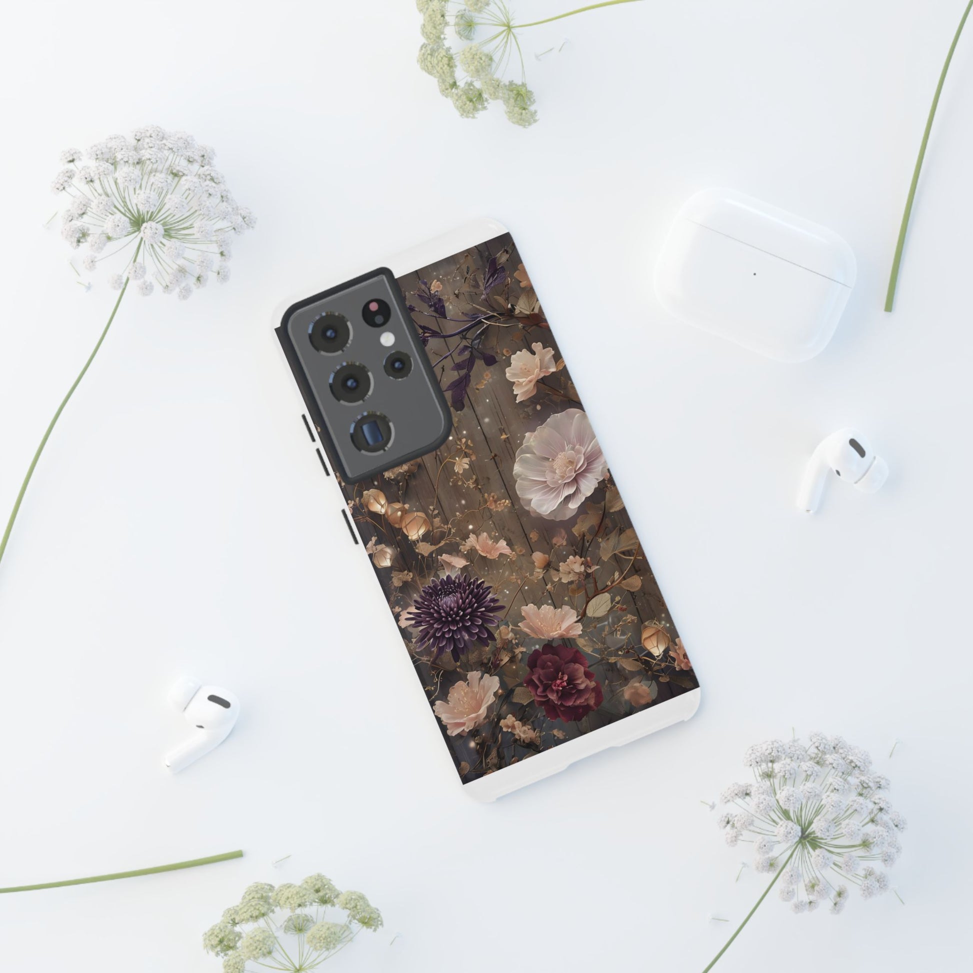 Tough Cases, Enchanting Floral Pattern - Floral Phone Case, Protective Phone Cover, Botanical Design, Flower Print, Tough Shell for Device