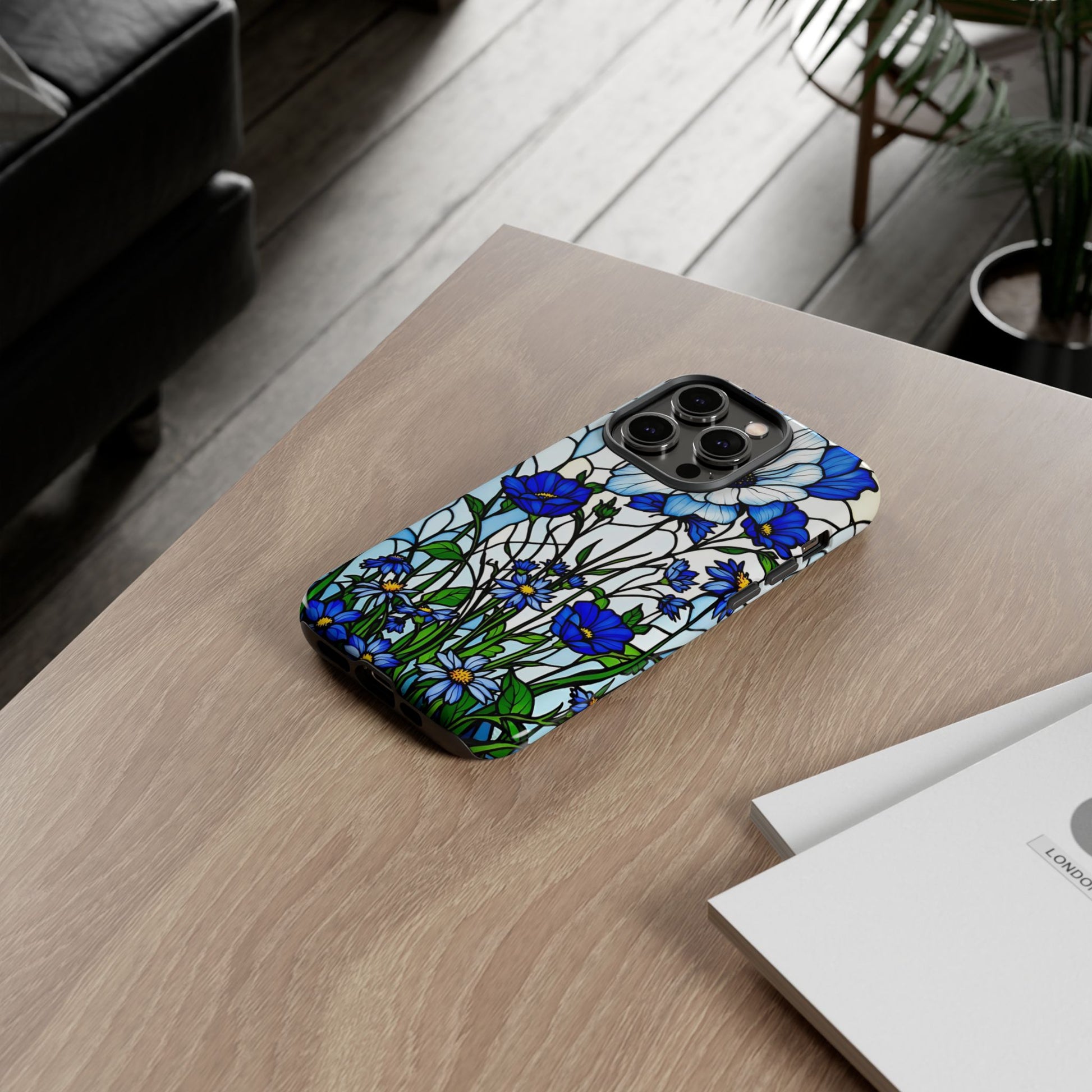 Botanical Stained Glass Tough Case - Floral Phone Cover, Protective Phone Case, Flower Pattern Phone Shell, Nature Inspired Smartphone Case,