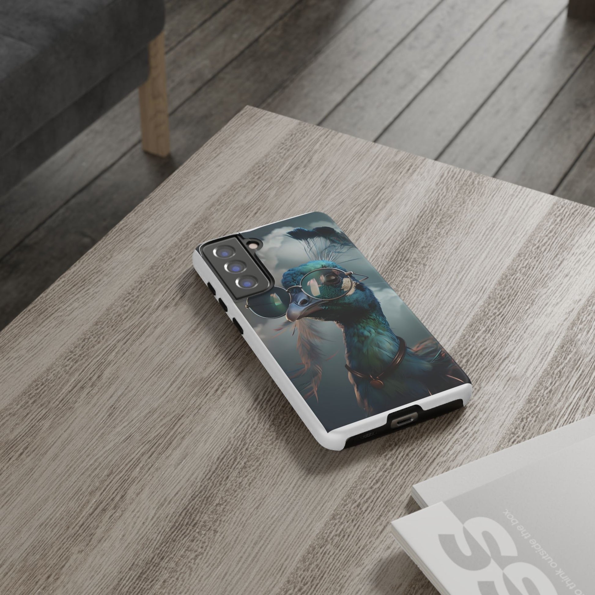 Phone Case, Peacock Design, Neon Lighting, Unique Gift, Hard Shell Cover, Protective Sleeve