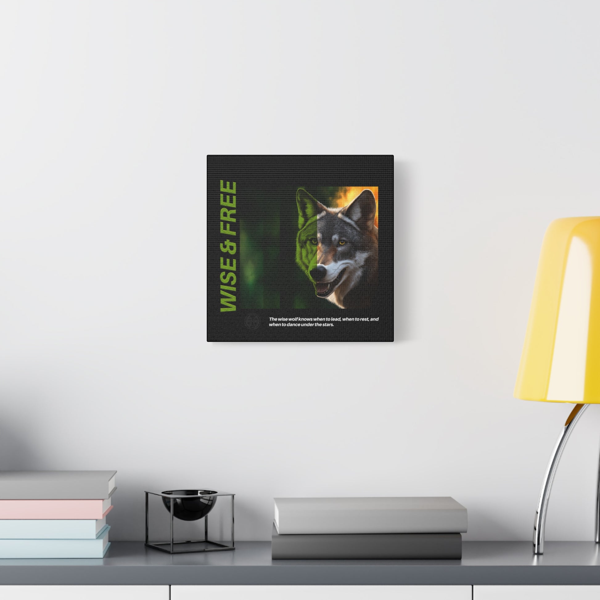 Canvas Art, Wise & Free Wall Decor, Inspirational Wolf, Motivational Home Decor, Nature-Themed Gift