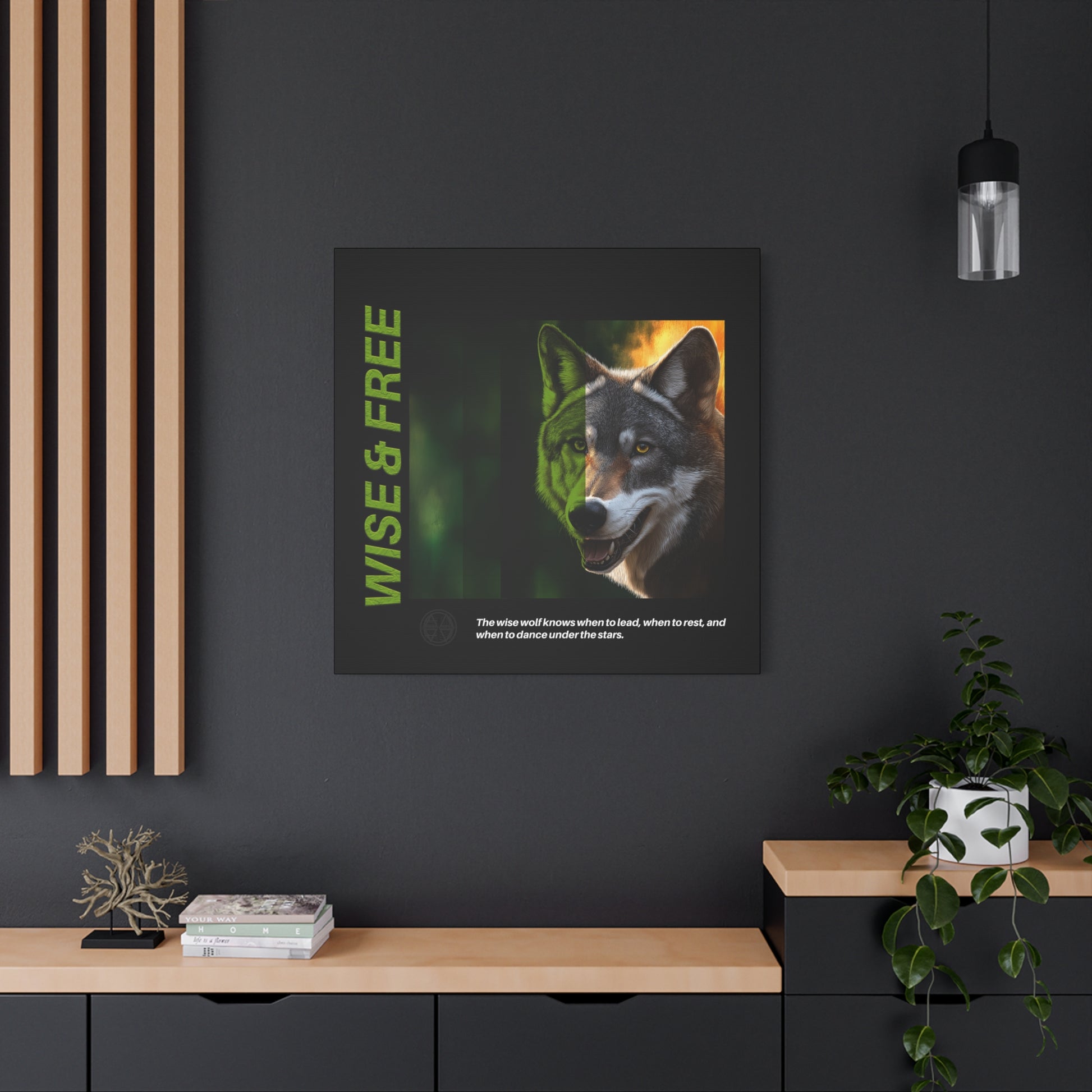 Canvas Art, Wise & Free Wall Decor, Inspirational Wolf, Motivational Home Decor, Nature-Themed Gift