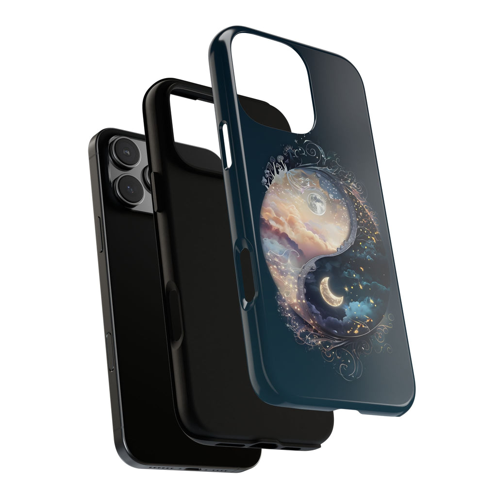 Phone Case, Yin-Yang Symbol Design, Whimsical Day Night Fantasy Print, Protective Cover, Tough Skin, Phone Accessories, Phone Protection