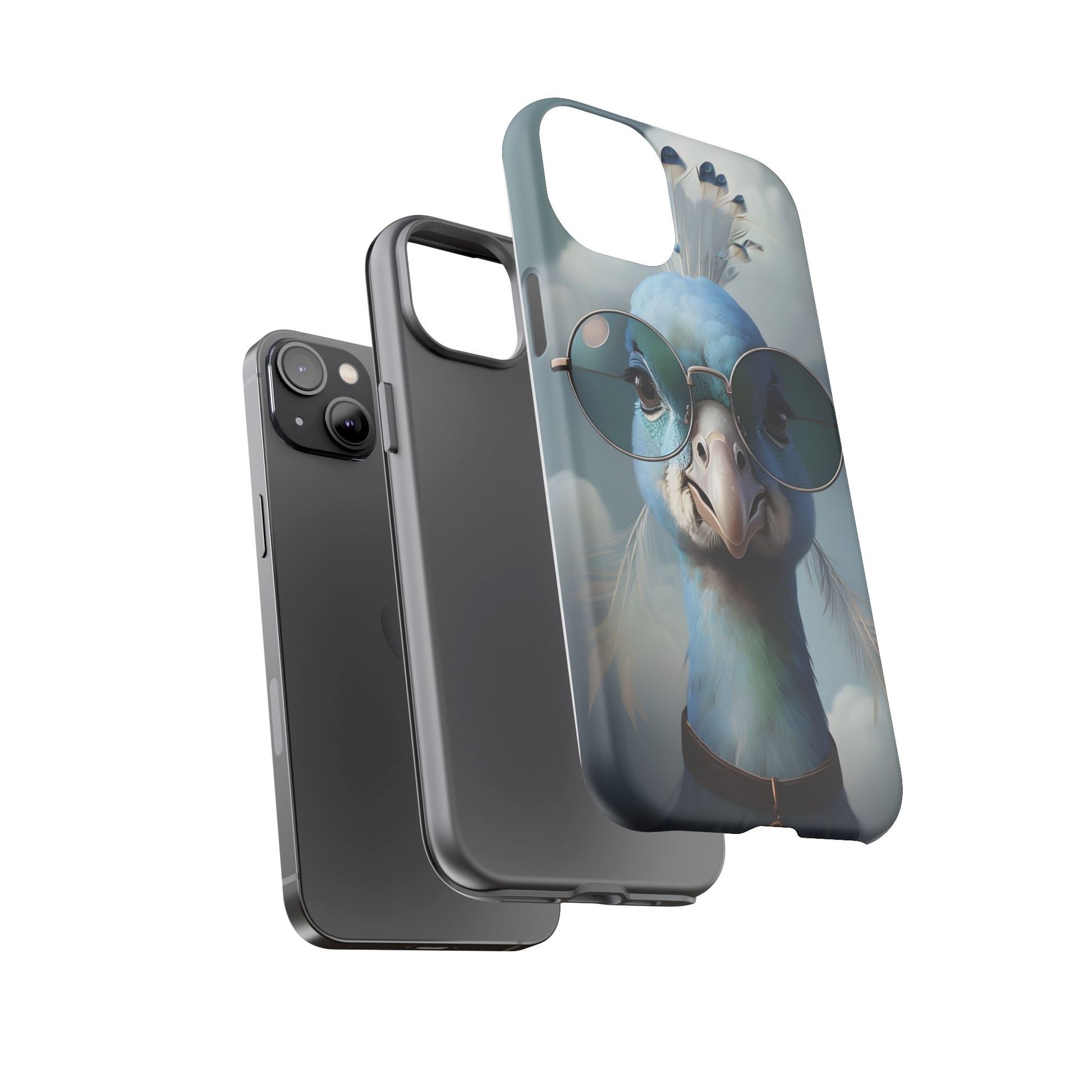 Phone Case, Glamorous Peacock Wearing Sunglasses - Protective Cover, Unique Gift, Trendy Accessories, Animal Lover, Fashionable Mobile Shell