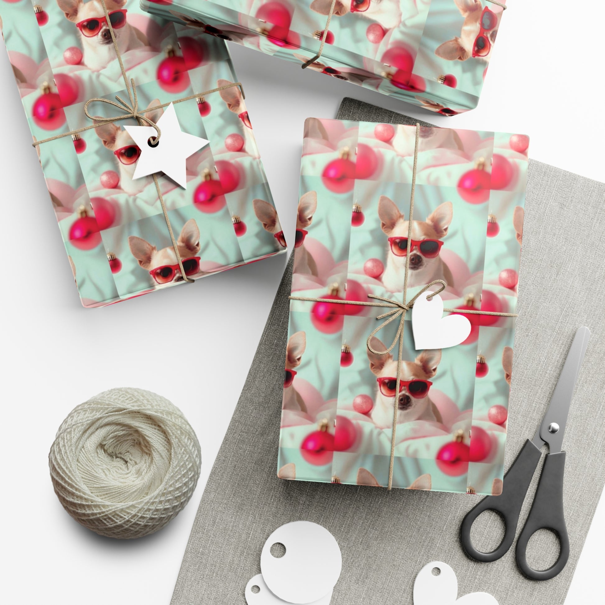 Gift Wrap Papers, Chihuahua In Sunglasses Over Soft Pastel - Wrapping Sheets, Cute Dog Lover Gift, Animal Print, Pet Owner Supplies, Pastel