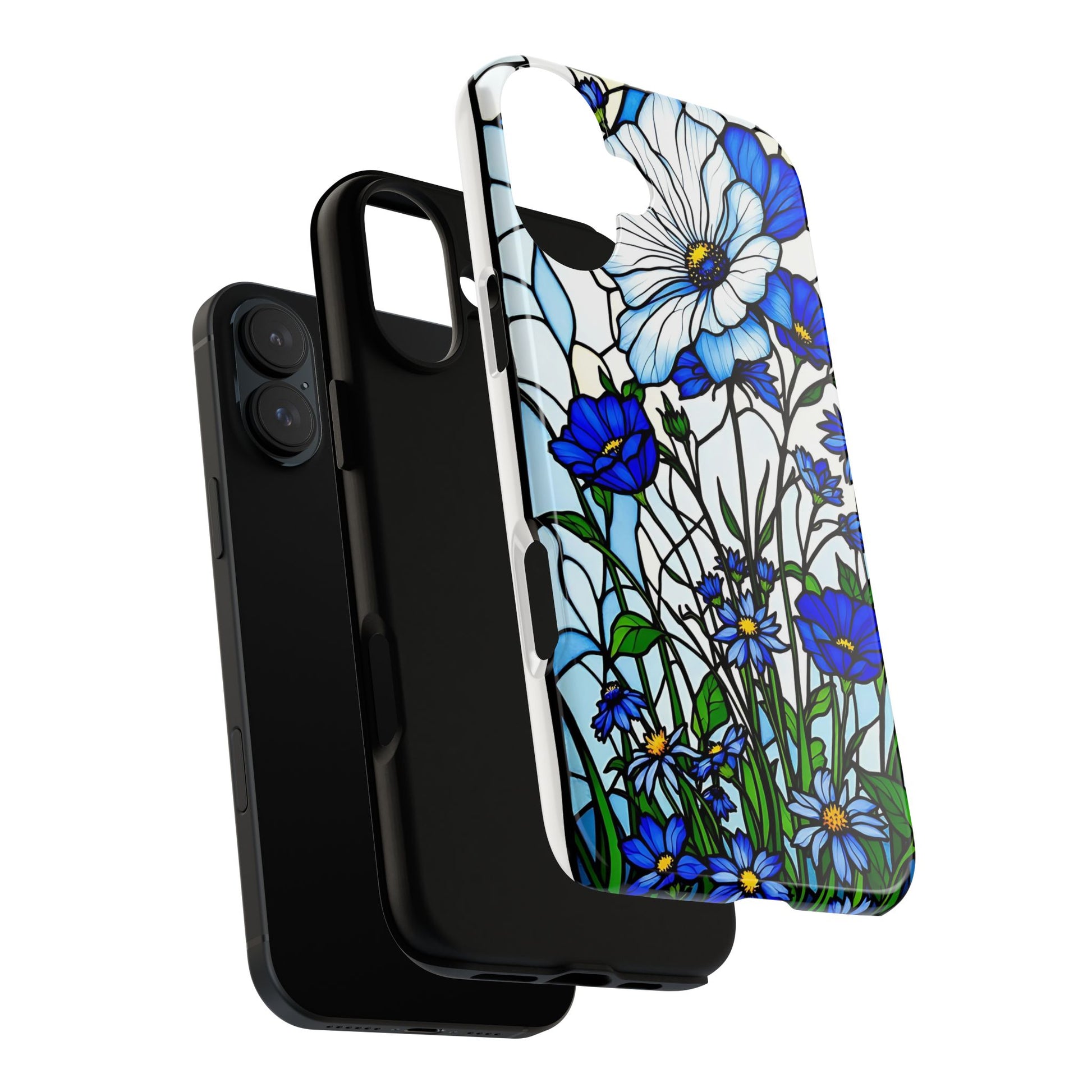 Botanical Stained Glass Tough Case - Floral Phone Cover, Protective Phone Case, Flower Pattern Phone Shell, Nature Inspired Smartphone Case,