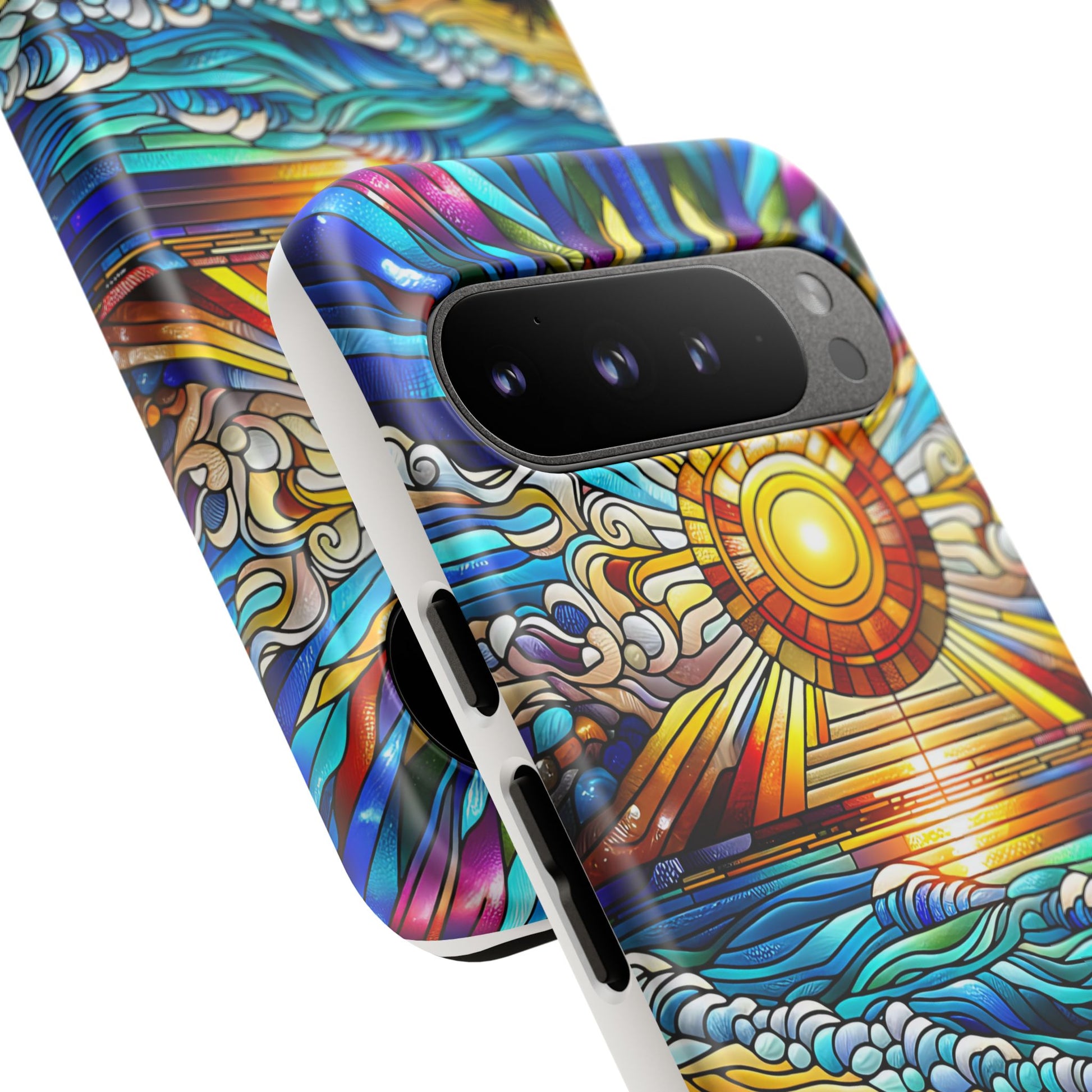 Stained Glass Tough Cases, Protective Phone Case, Nature Inspired Smartphone Cover, Beach Day Summer Accessories, Ocean Lover Gift