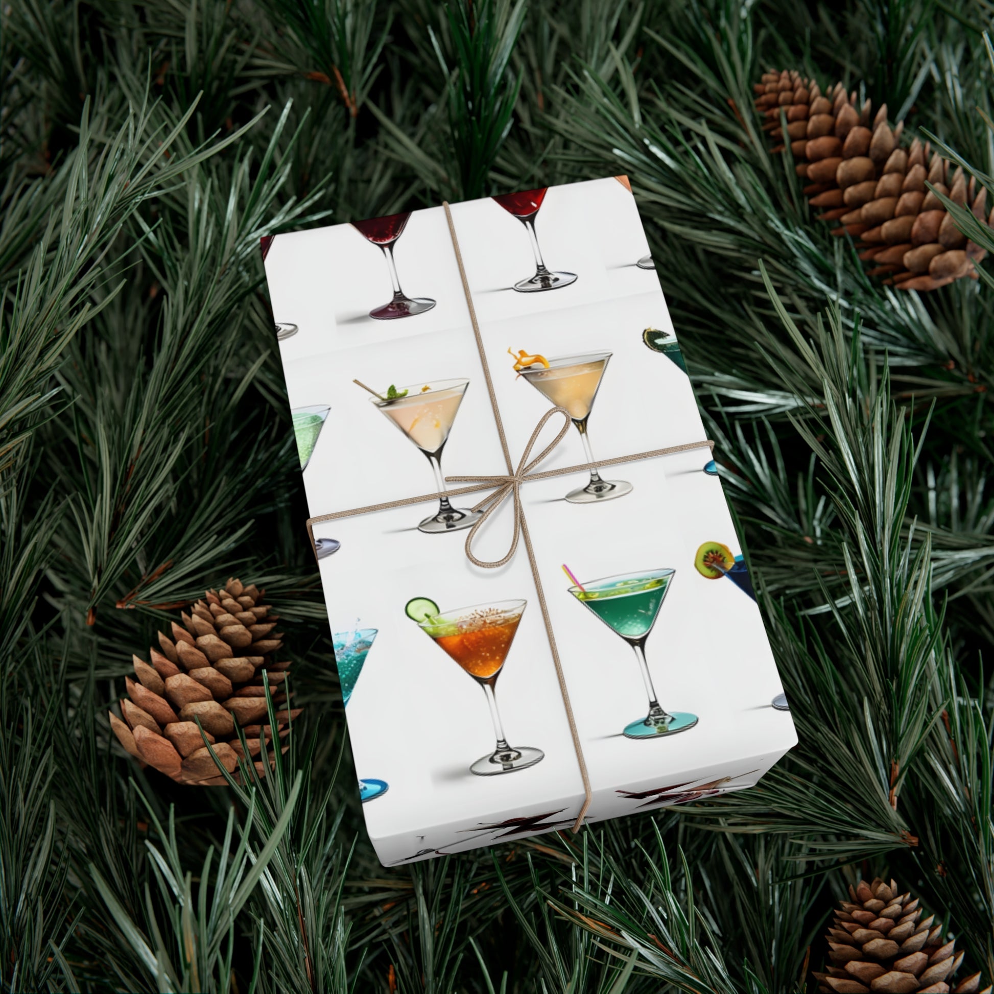 Wrapping Paper, Colorful Martinis On White Background - Gift Wrap Rolls, Eco-Friendly Gift Wrap, Holiday