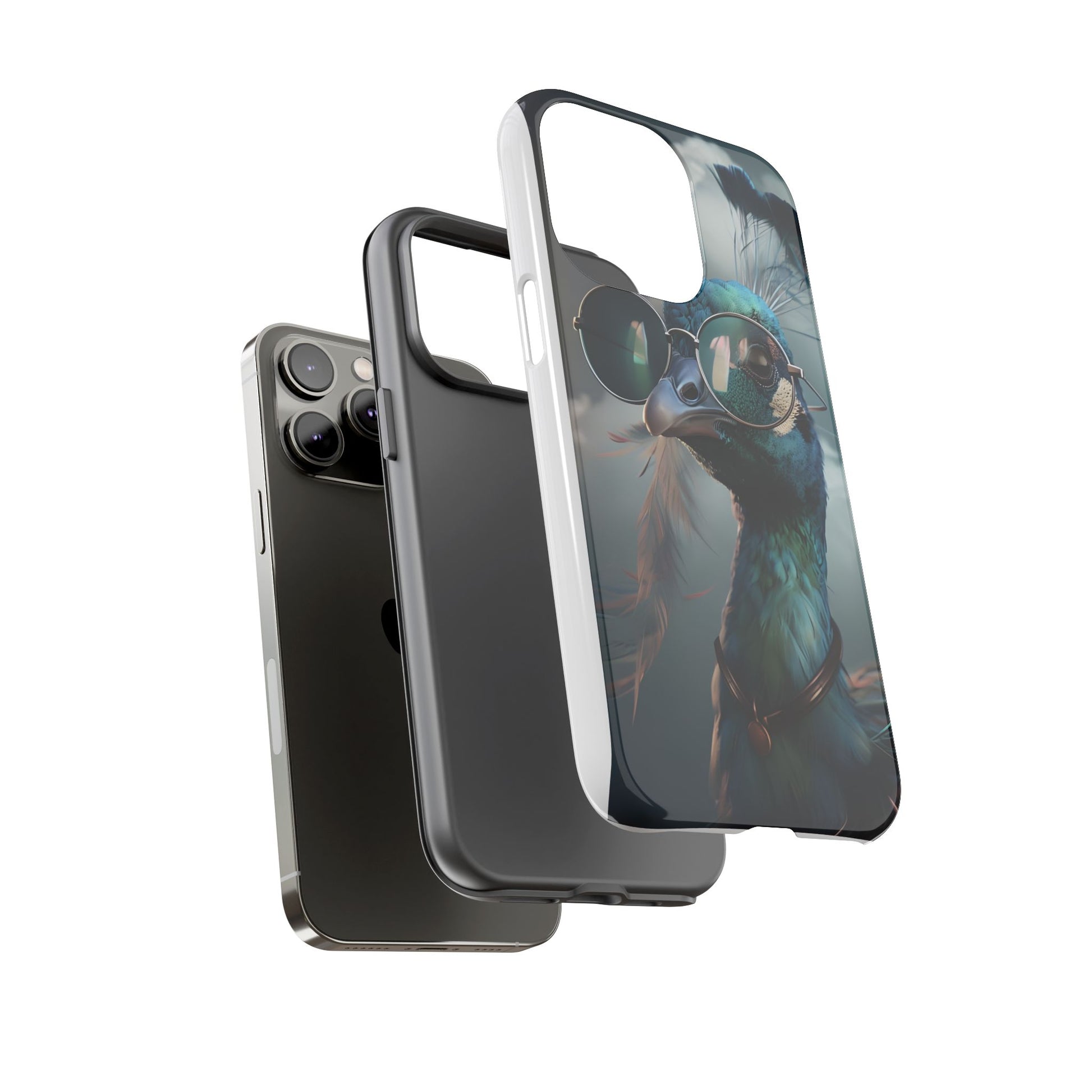 Phone Case, Peacock Design, Neon Lighting, Unique Gift, Hard Shell Cover, Protective Sleeve