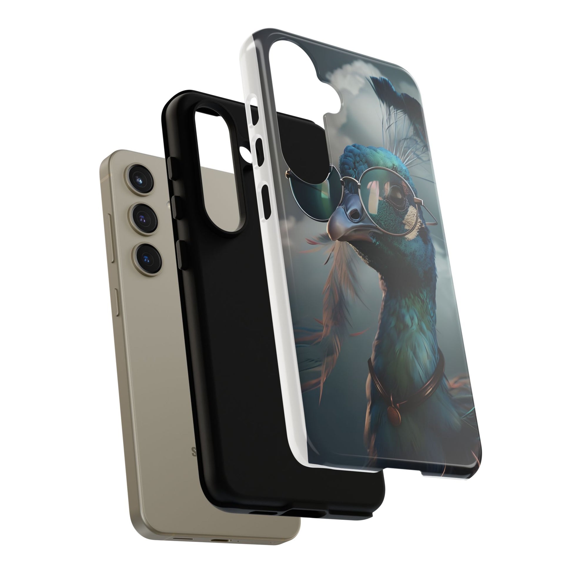 Phone Case, Peacock Design, Neon Lighting, Unique Gift, Hard Shell Cover, Protective Sleeve