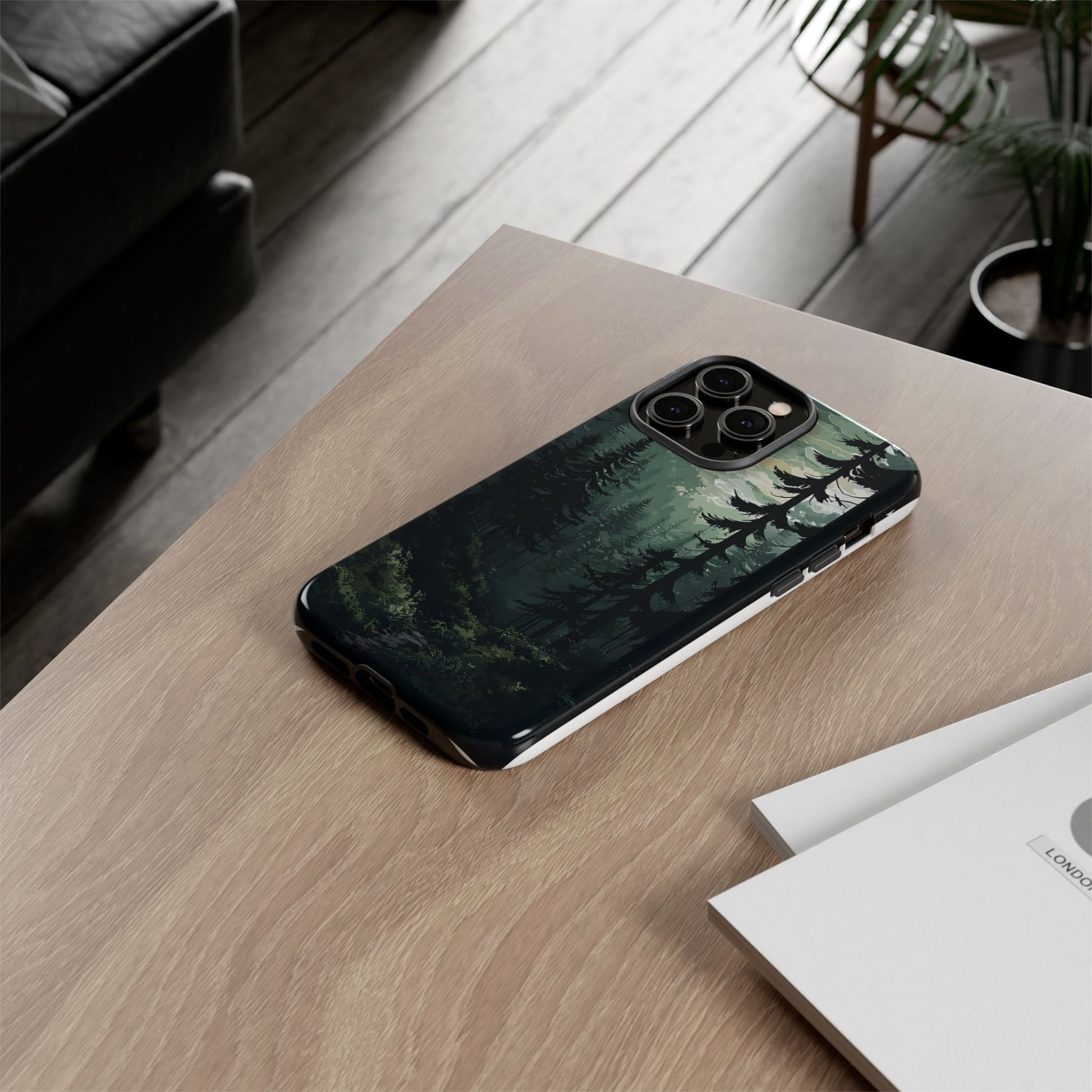 Phone Case, Serene Forest Landscape Digital Illustration Phone Case Cover, Tough Protective Cover, Unique Gift, Trendy