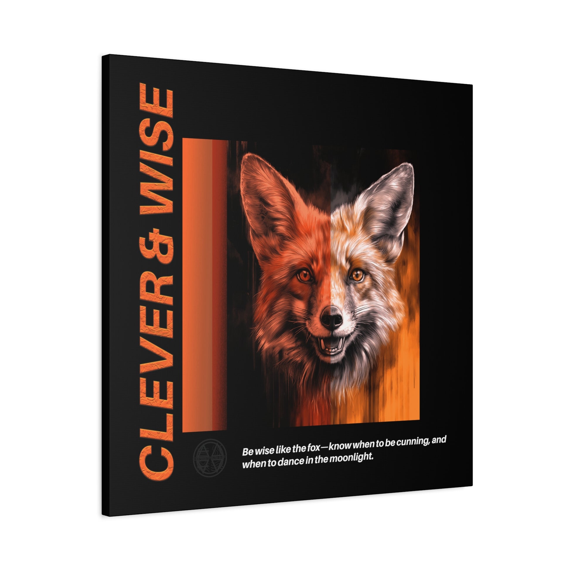 Fox Canvas Art, Inspirational & Wise Wall Decor, Nature Gift, Wildlife, Abstract Animal Artwork, Clever Motivational Matte Canvas