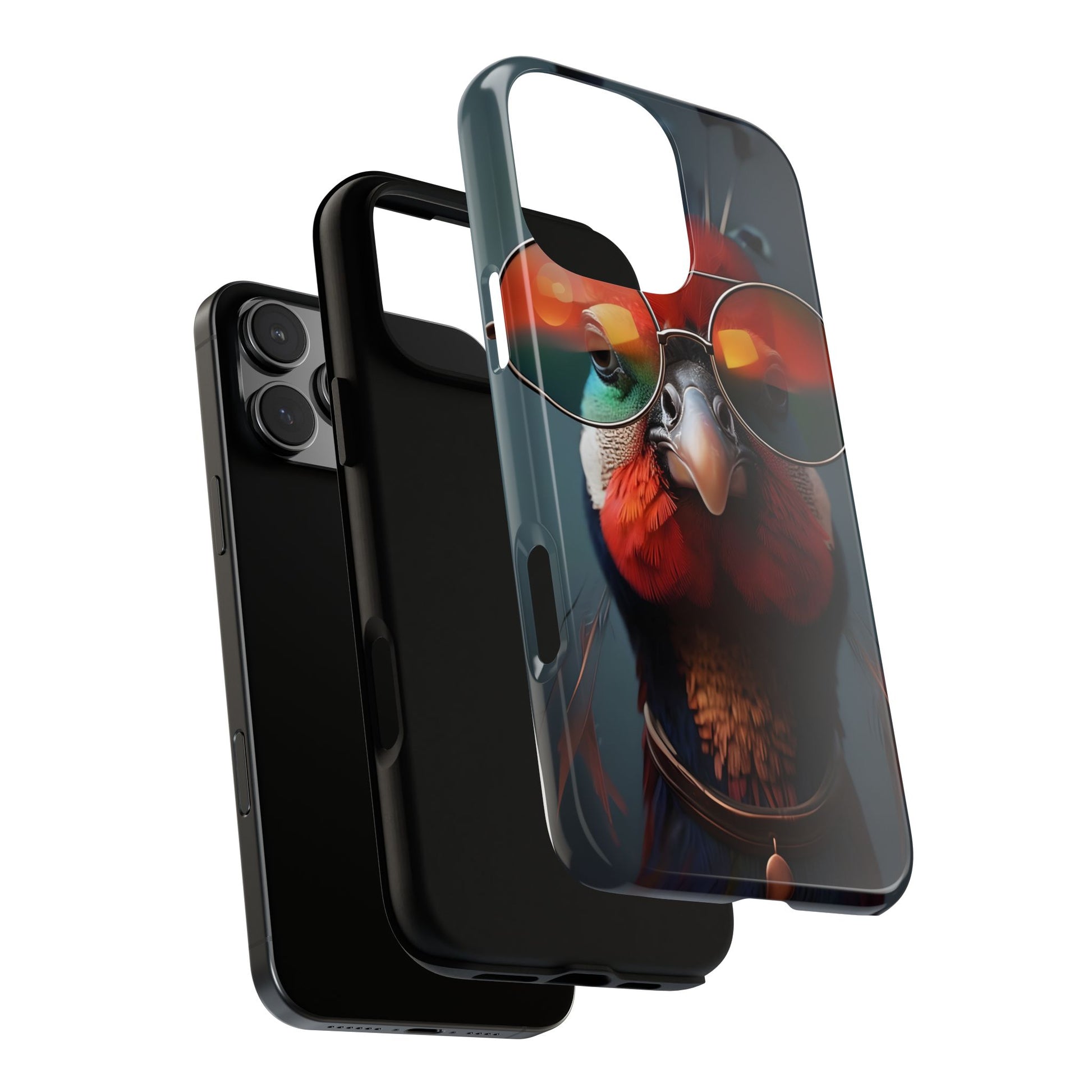 Phone Cases, Bright Exotic Bird in Cool Sunglasses, Protective Tough Cover, Tropical Animal Print, Unique Gift for Bird Lovers, Accessories