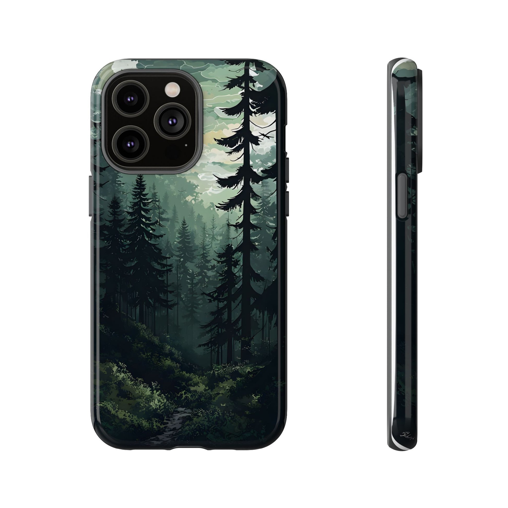 Phone Case, Serene Forest Landscape Digital Illustration Phone Case Cover, Tough Protective Cover, Unique Gift, Trendy