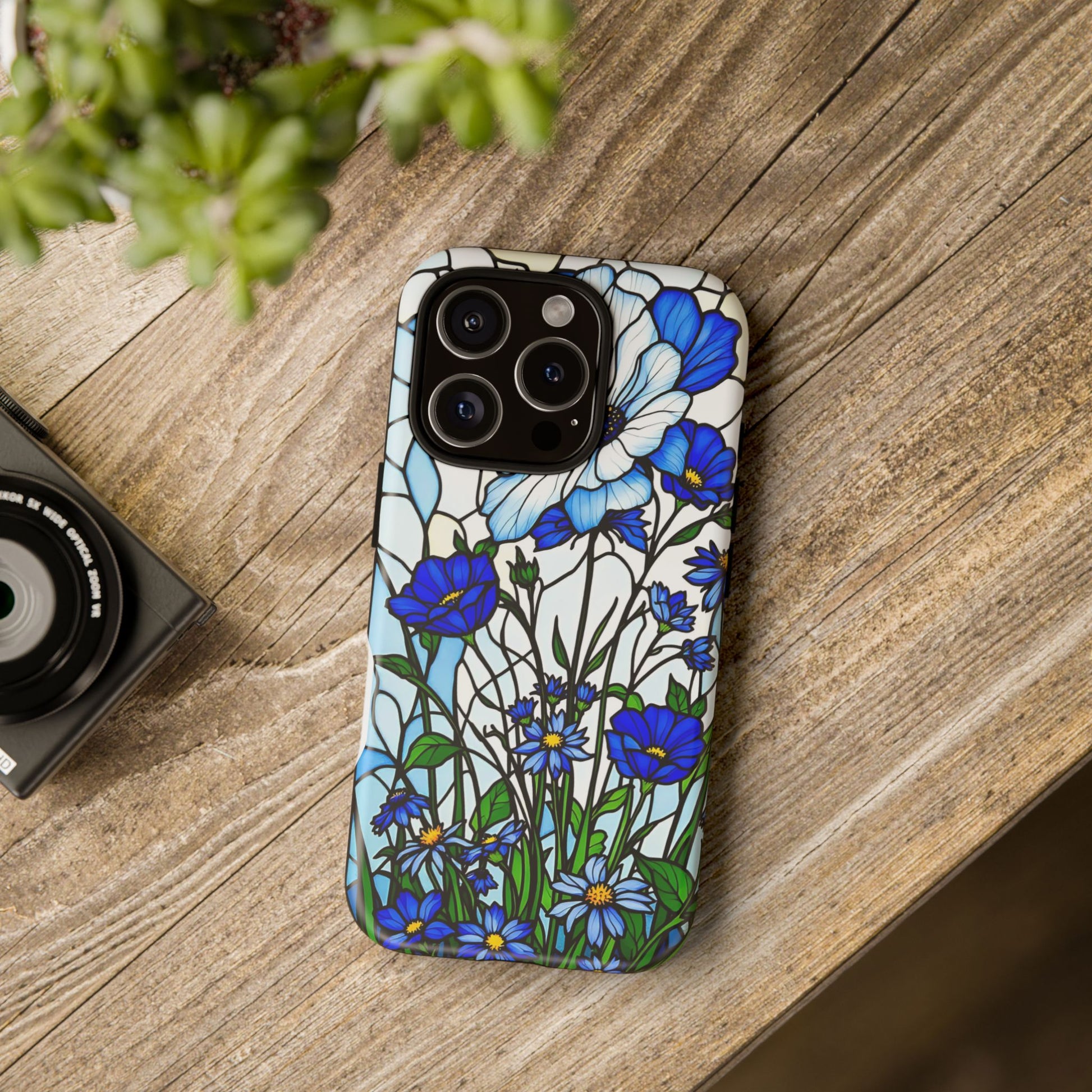 Botanical Stained Glass Tough Case - Floral Phone Cover, Protective Phone Case, Flower Pattern Phone Shell, Nature Inspired Smartphone Case,