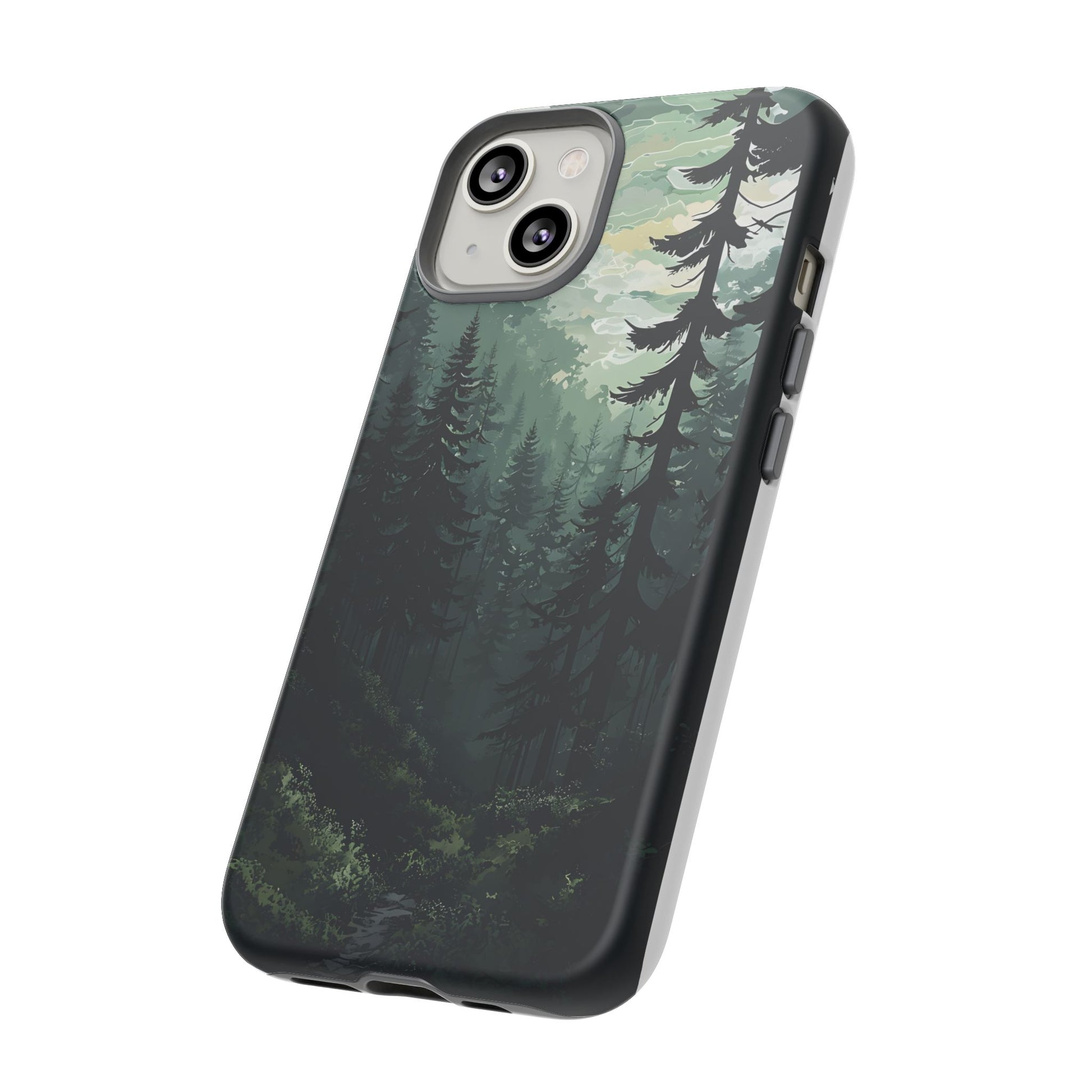 Phone Case, Serene Forest Landscape Digital Illustration Phone Case Cover, Tough Protective Cover, Unique Gift, Trendy