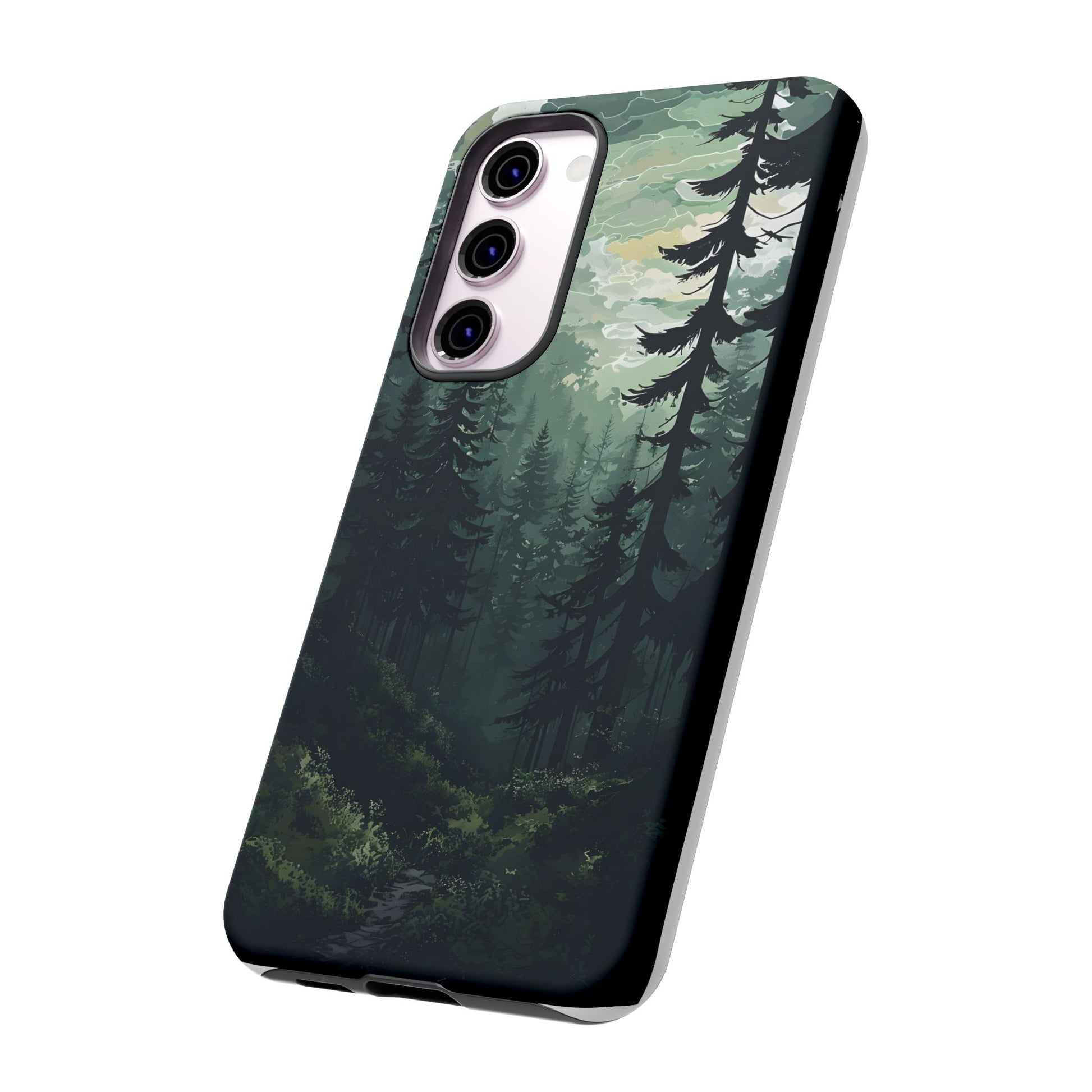 Phone Case, Serene Forest Landscape Digital Illustration Phone Case Cover, Tough Protective Cover, Unique Gift, Trendy