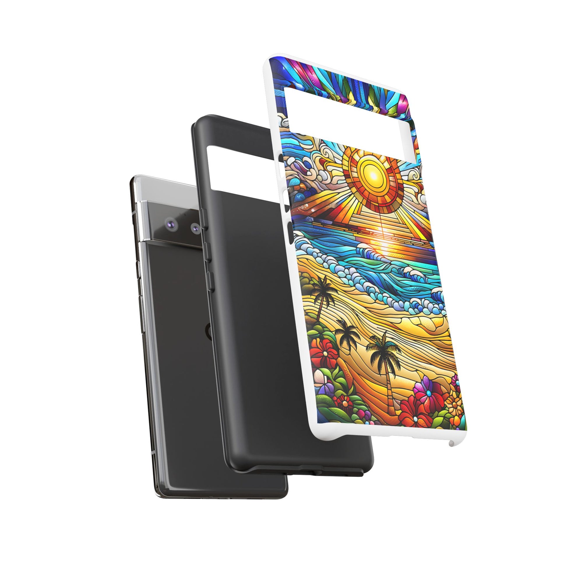 Stained Glass Tough Cases, Protective Phone Case, Nature Inspired Smartphone Cover, Beach Day Summer Accessories, Ocean Lover Gift