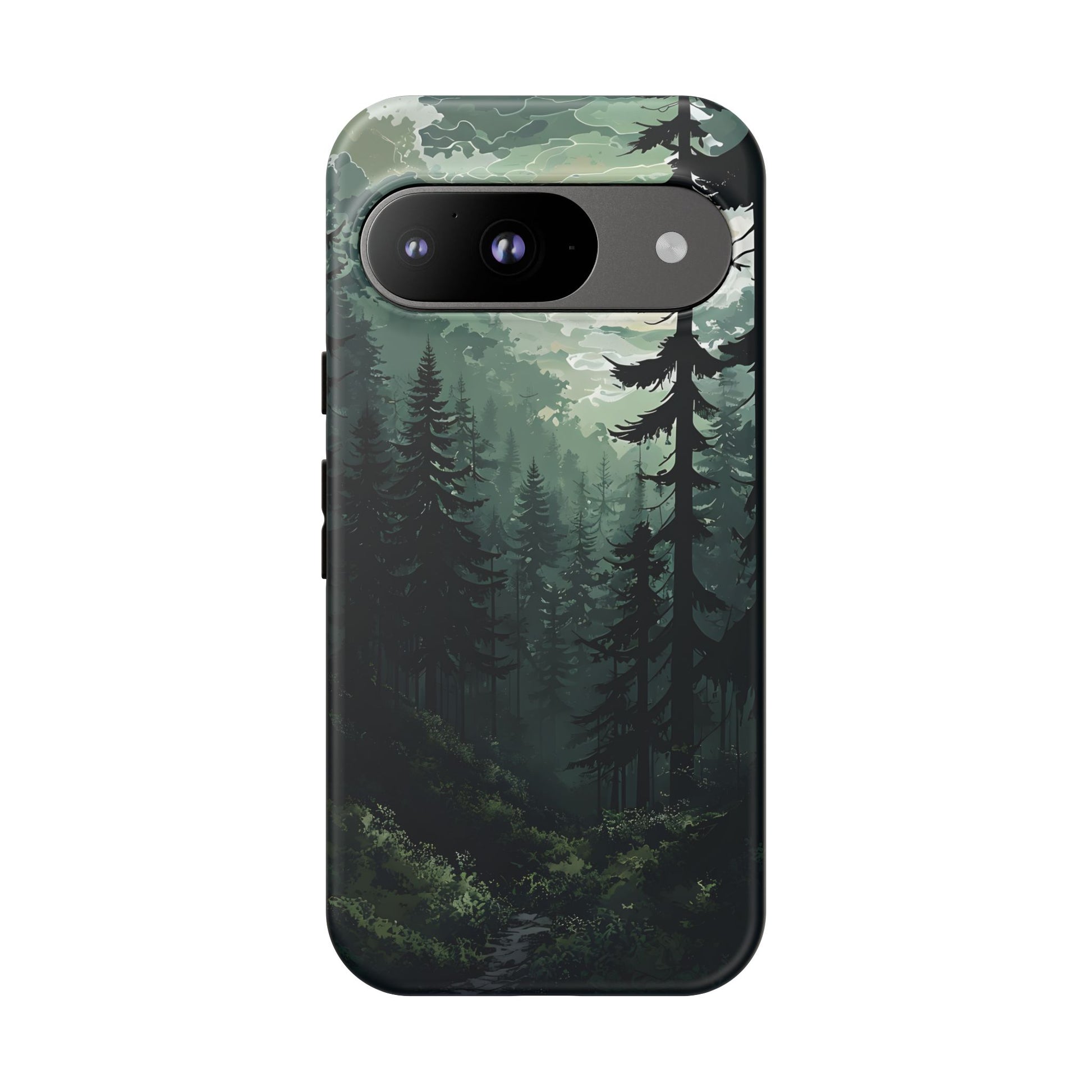 Phone Case, Serene Forest Landscape Digital Illustration Phone Case Cover, Tough Protective Cover, Unique Gift, Trendy