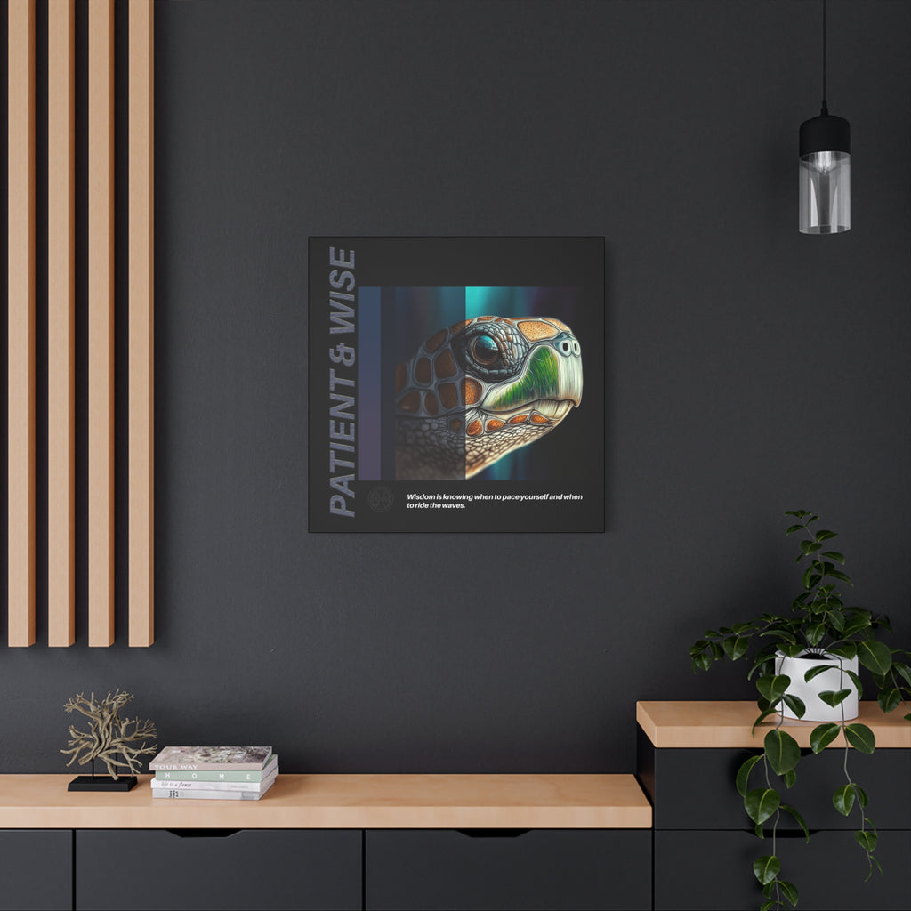 Canvas Art, Inspirational Turtle Wall Decor, Motivational Home Decor, Nature Gift, Abstract Animal Artwork, Wildlife, Patient & Wise
