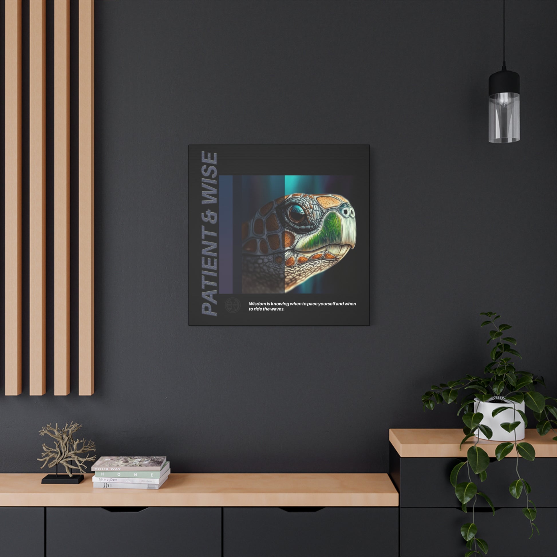 Canvas Art, Inspirational Turtle Wall Decor, Motivational Home Decor, Nature Gift, Abstract Animal Artwork, Wildlife, Patient & Wise