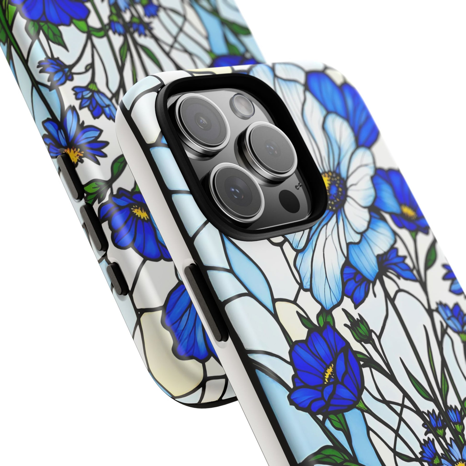 Botanical Stained Glass Tough Case - Floral Phone Cover, Protective Phone Case, Flower Pattern Phone Shell, Nature Inspired Smartphone Case,