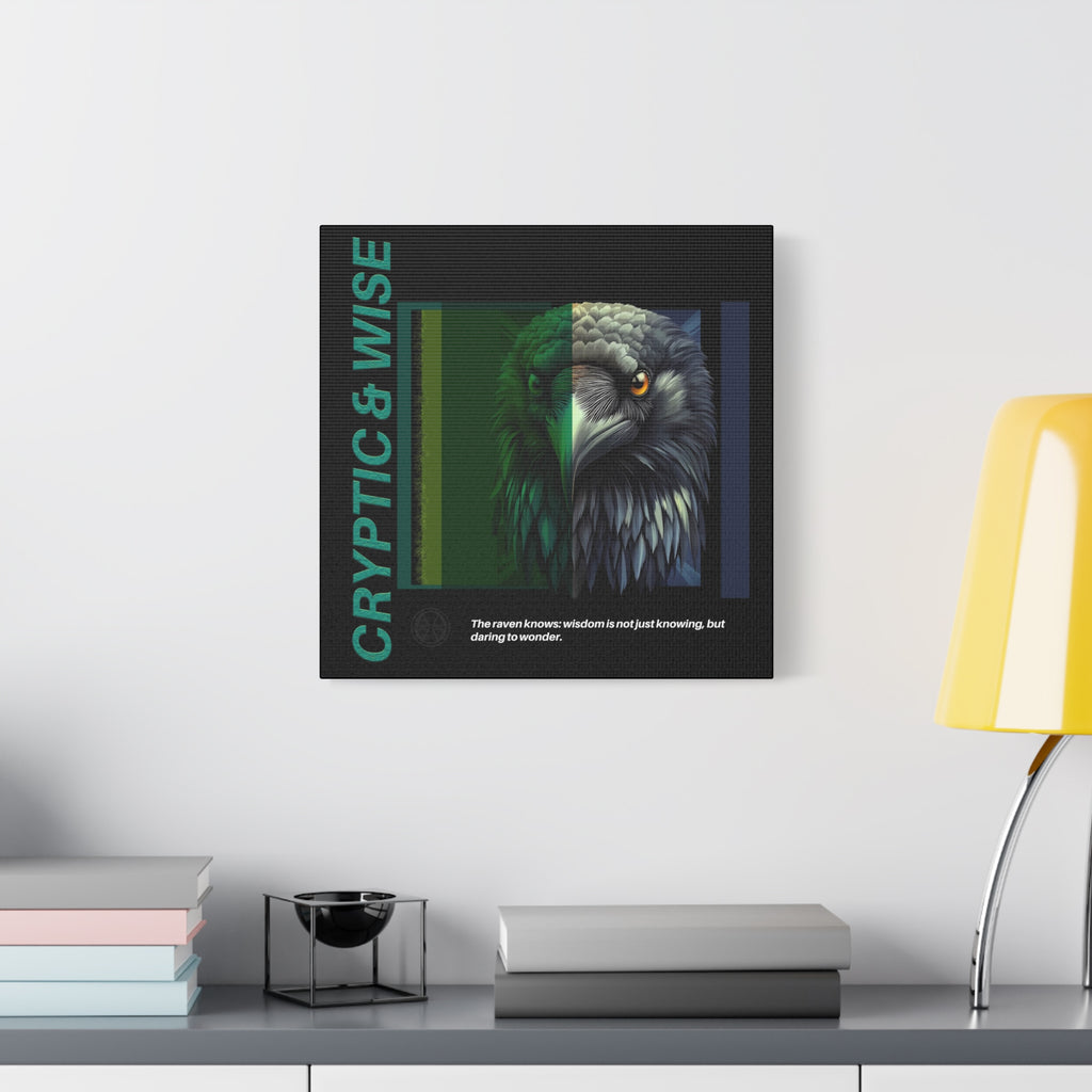 Canvas Art, Cryptic & Wise Wall Decor, Inspirational Raven, Motivational Home Decor, Nature-Themed Gift, Abstract Animal Artwork, Wildlife,