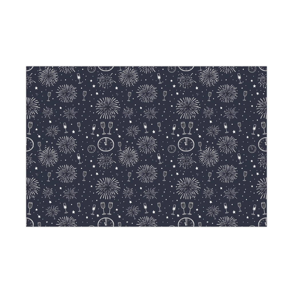 Gift Wrap Papers - New Year's Eve Celebration Pattern With Fireworks And Champagne, Holiday Gift Wrap, Wrapping Paper, Party Supplies,