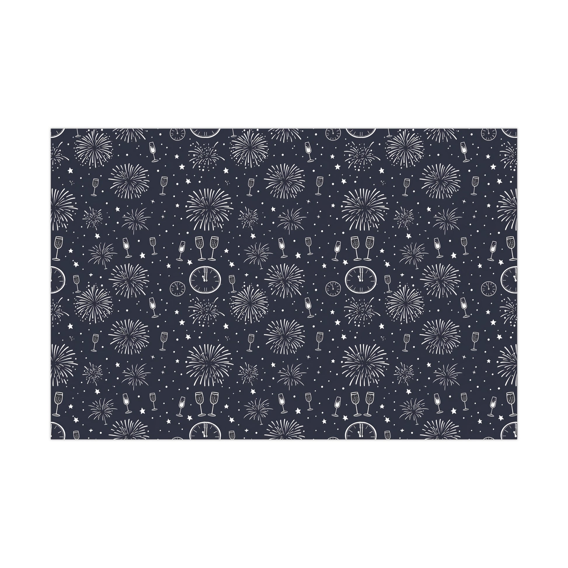 Gift Wrap Papers - New Year's Eve Celebration Pattern With Fireworks And Champagne, Holiday Gift Wrap, Wrapping Paper, Party Supplies,