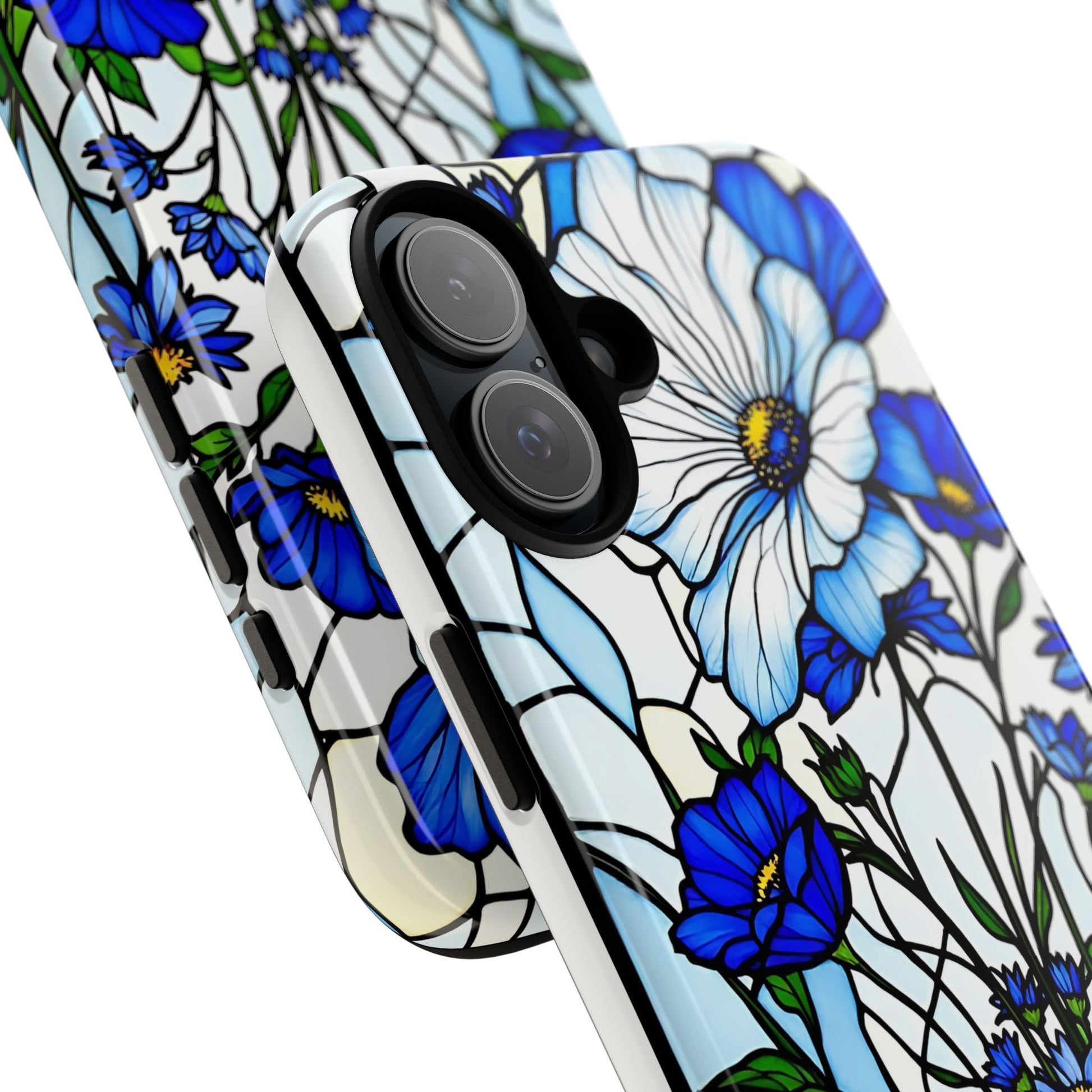 Botanical Stained Glass Tough Case - Floral Phone Cover, Protective Phone Case, Flower Pattern Phone Shell, Nature Inspired Smartphone Case,