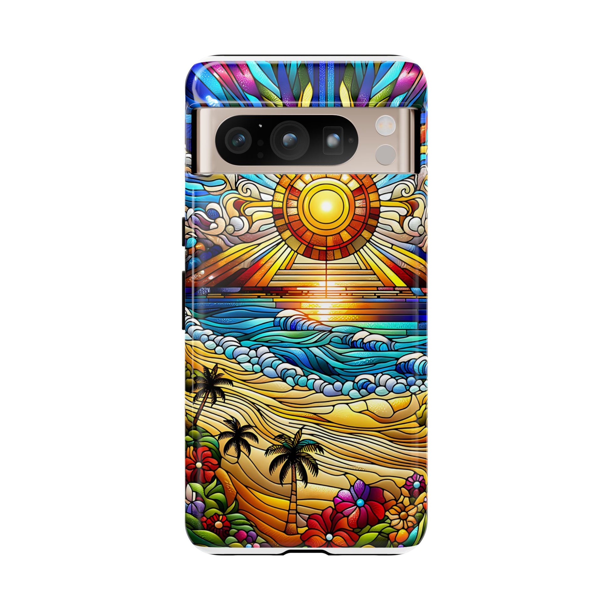 Stained Glass Tough Cases, Protective Phone Case, Nature Inspired Smartphone Cover, Beach Day Summer Accessories, Ocean Lover Gift