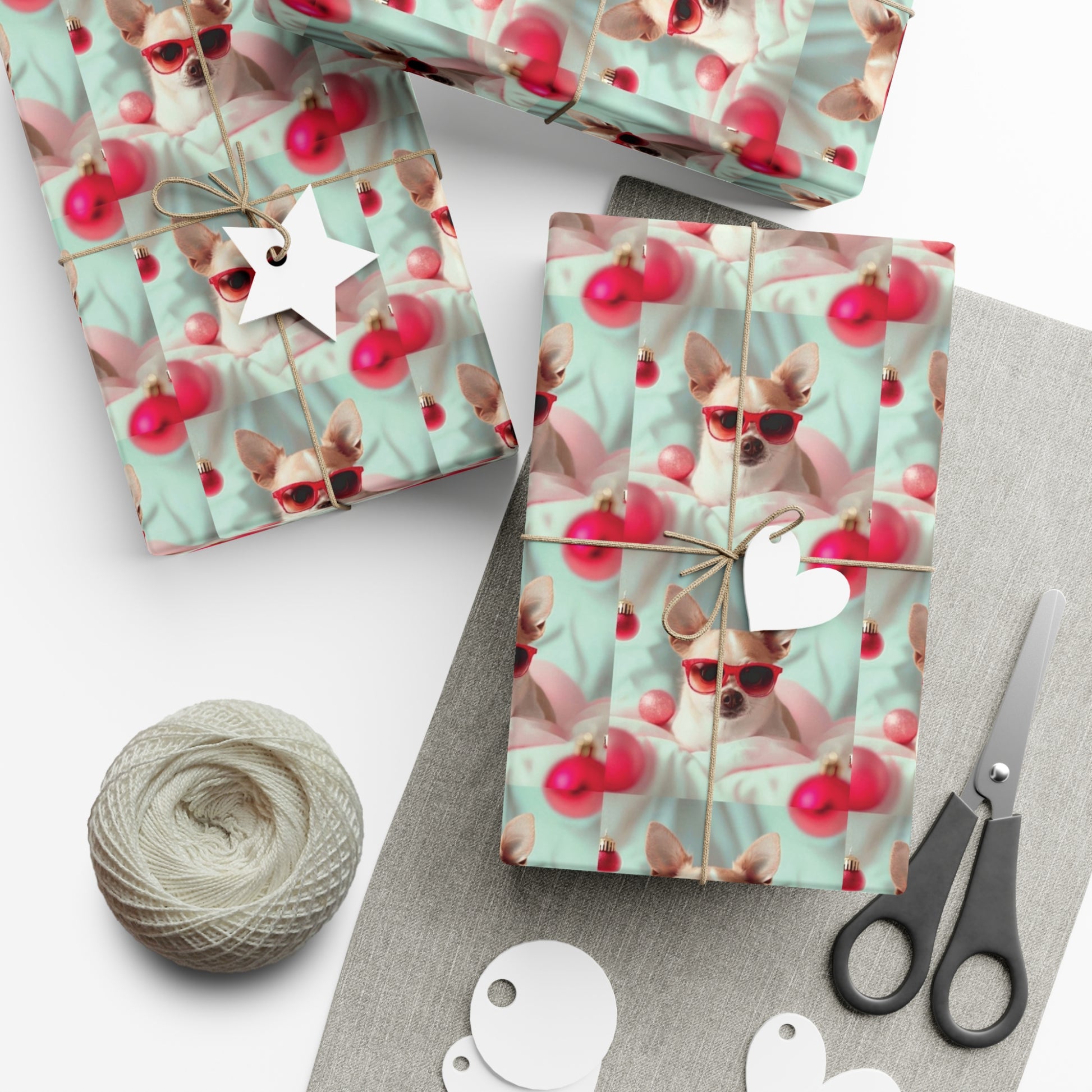 Gift Wrap Papers, Chihuahua In Sunglasses Over Soft Pastel - Wrapping Sheets, Cute Dog Lover Gift, Animal Print, Pet Owner Supplies, Pastel